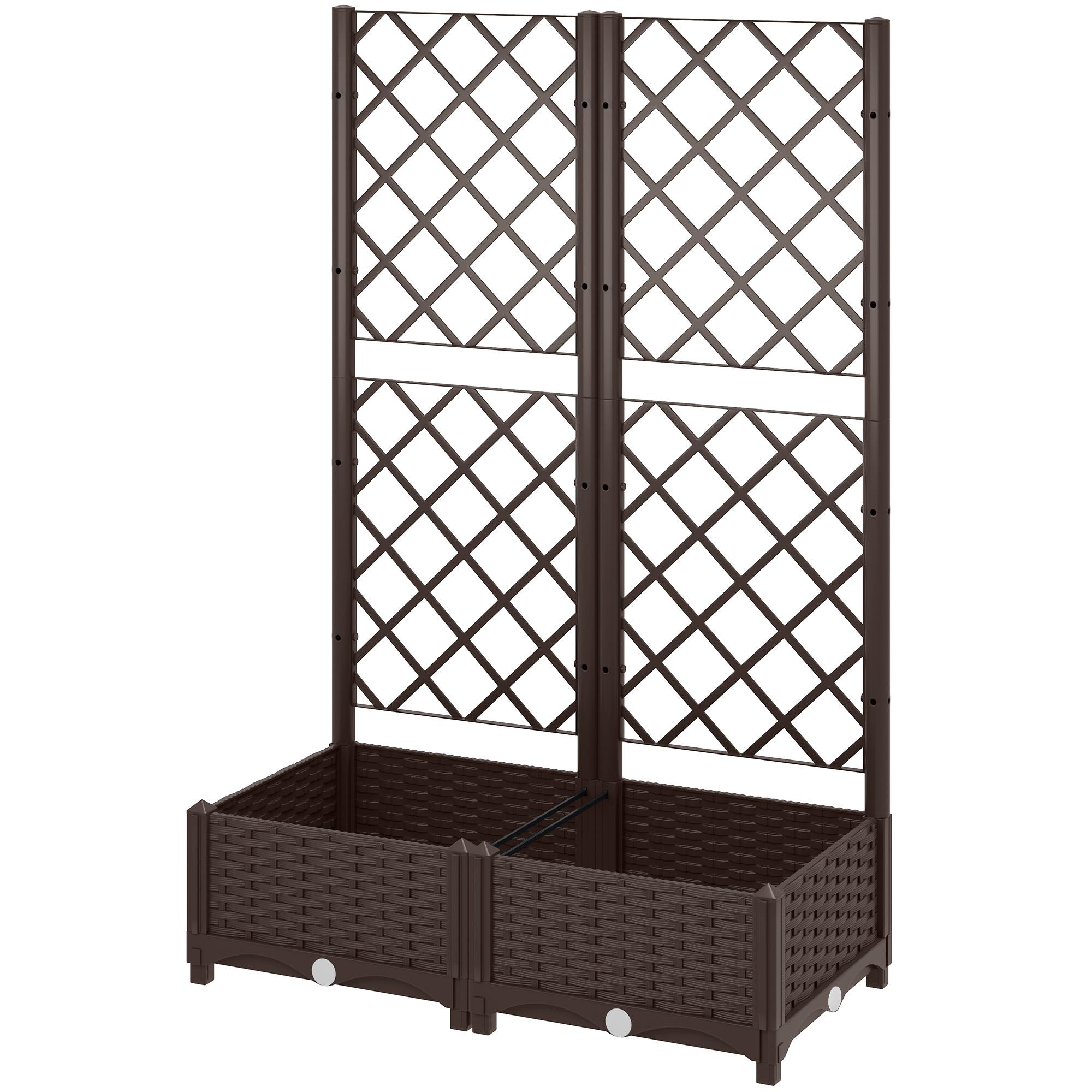 Brown PP Trellis Planter with Drainage Control, 32 x 16 x 48 in