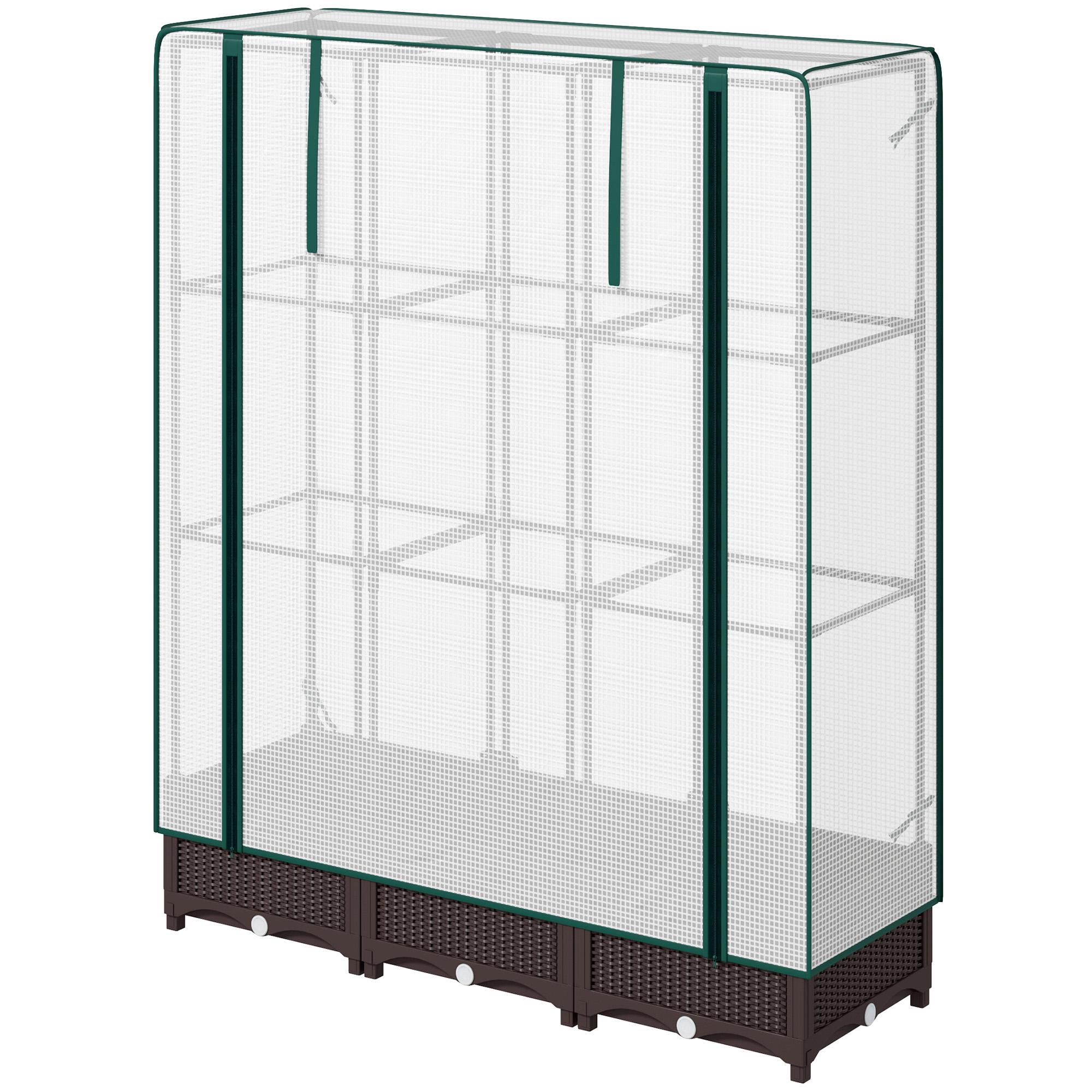 Brown 47 Inch Trellis Bed with PE Cover for Small-Space Growing