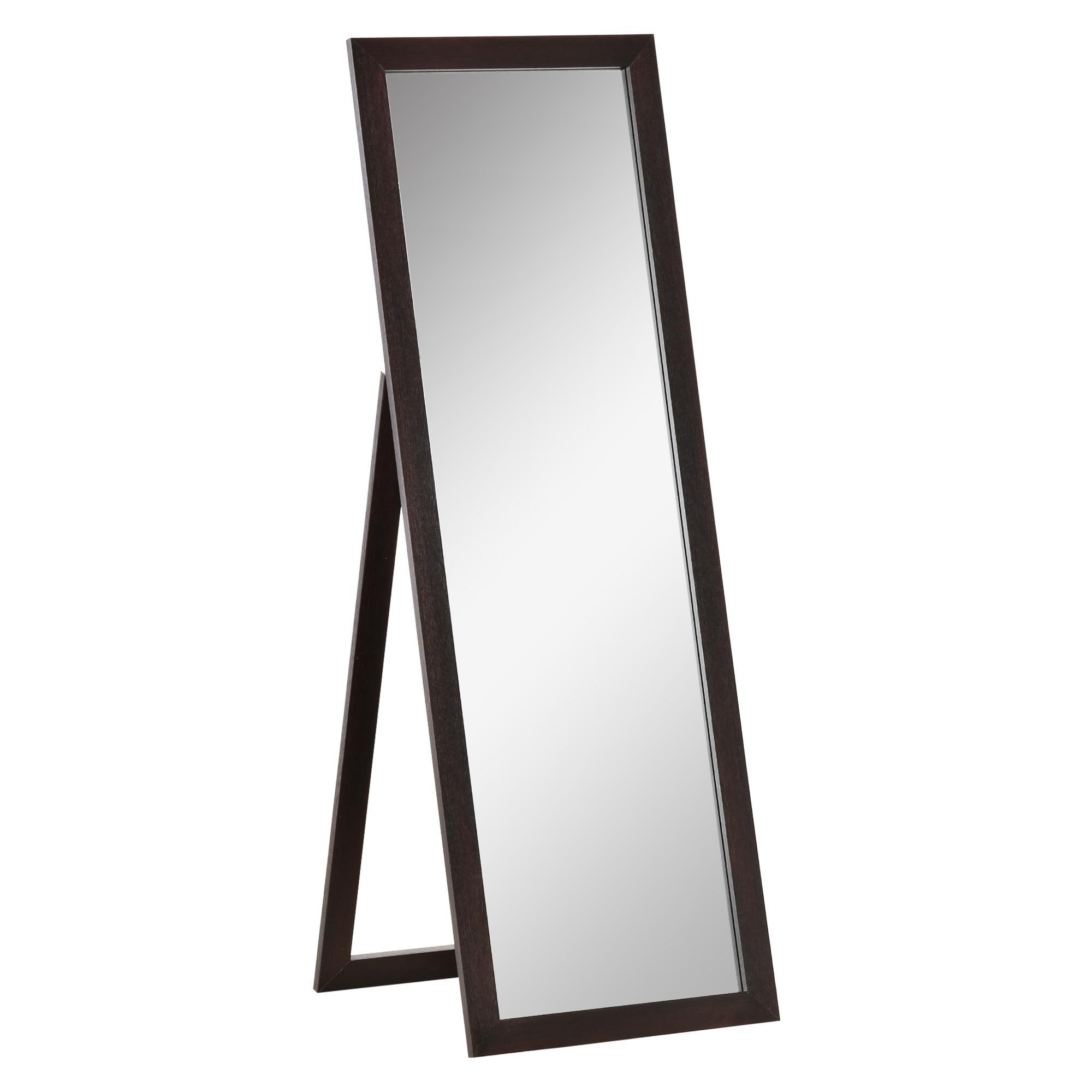 Brown Medium Full Length Mirror with Frame, Floor Standing
