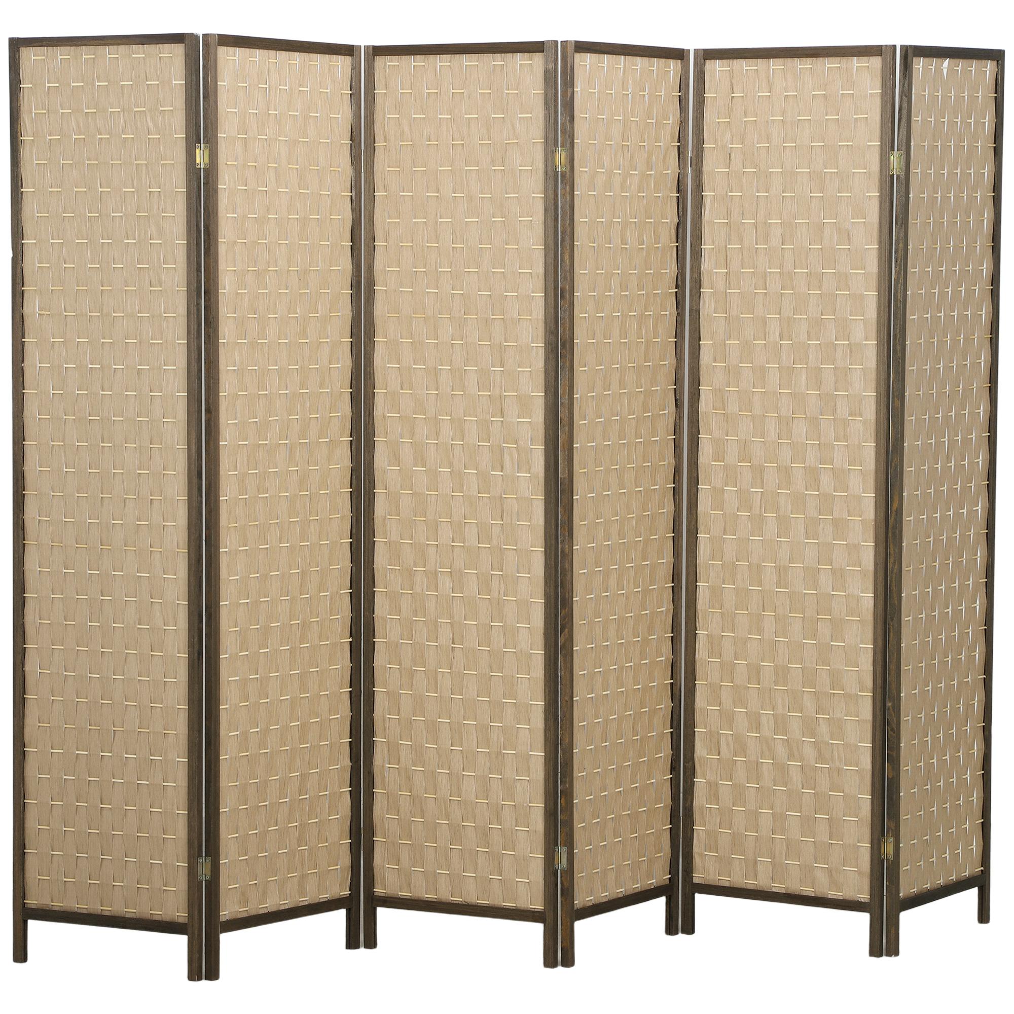 Brown 6 Panel Paper Divider with Foldable Privacy Screen