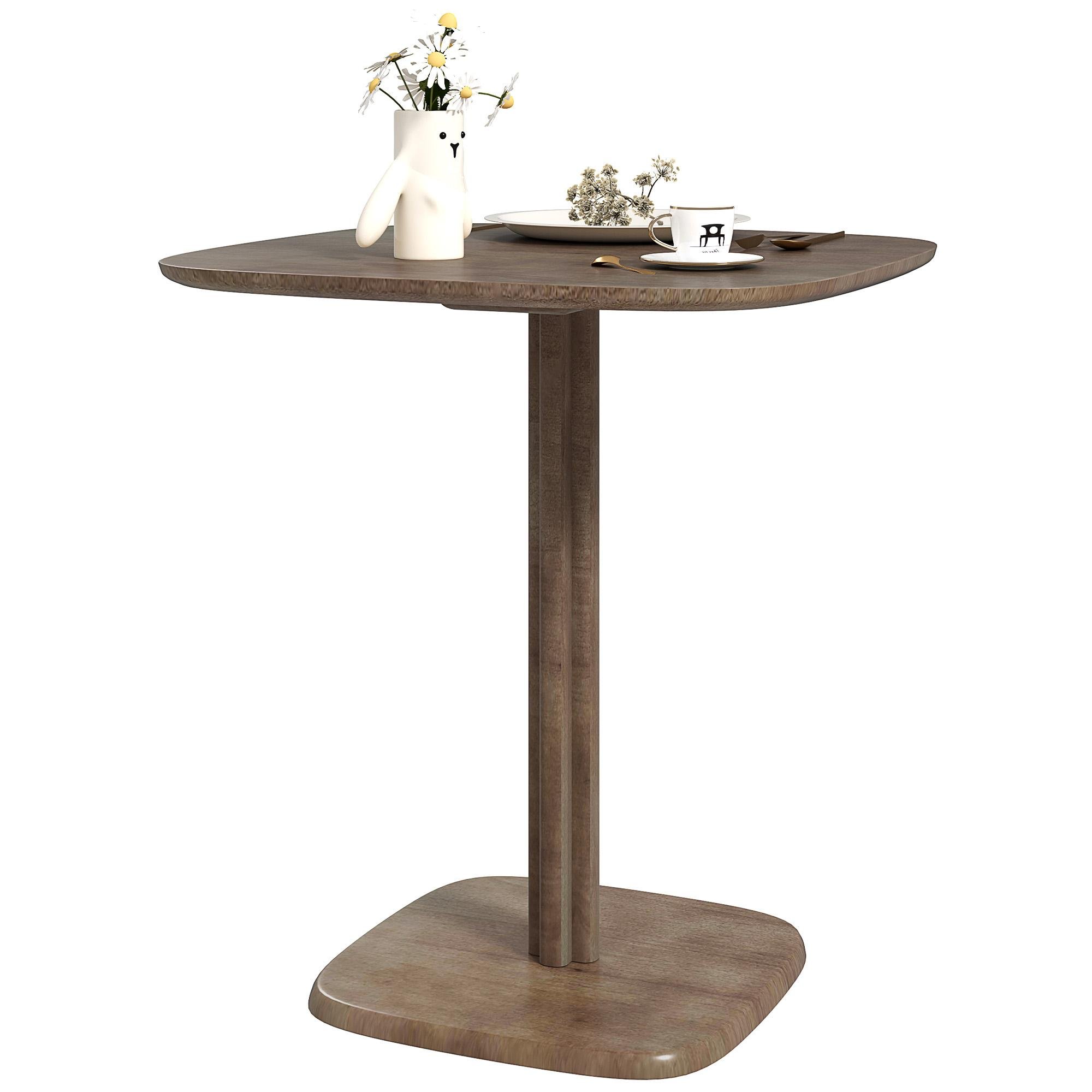 Brown Rubberwood Four Seat Table with Rounded Corners