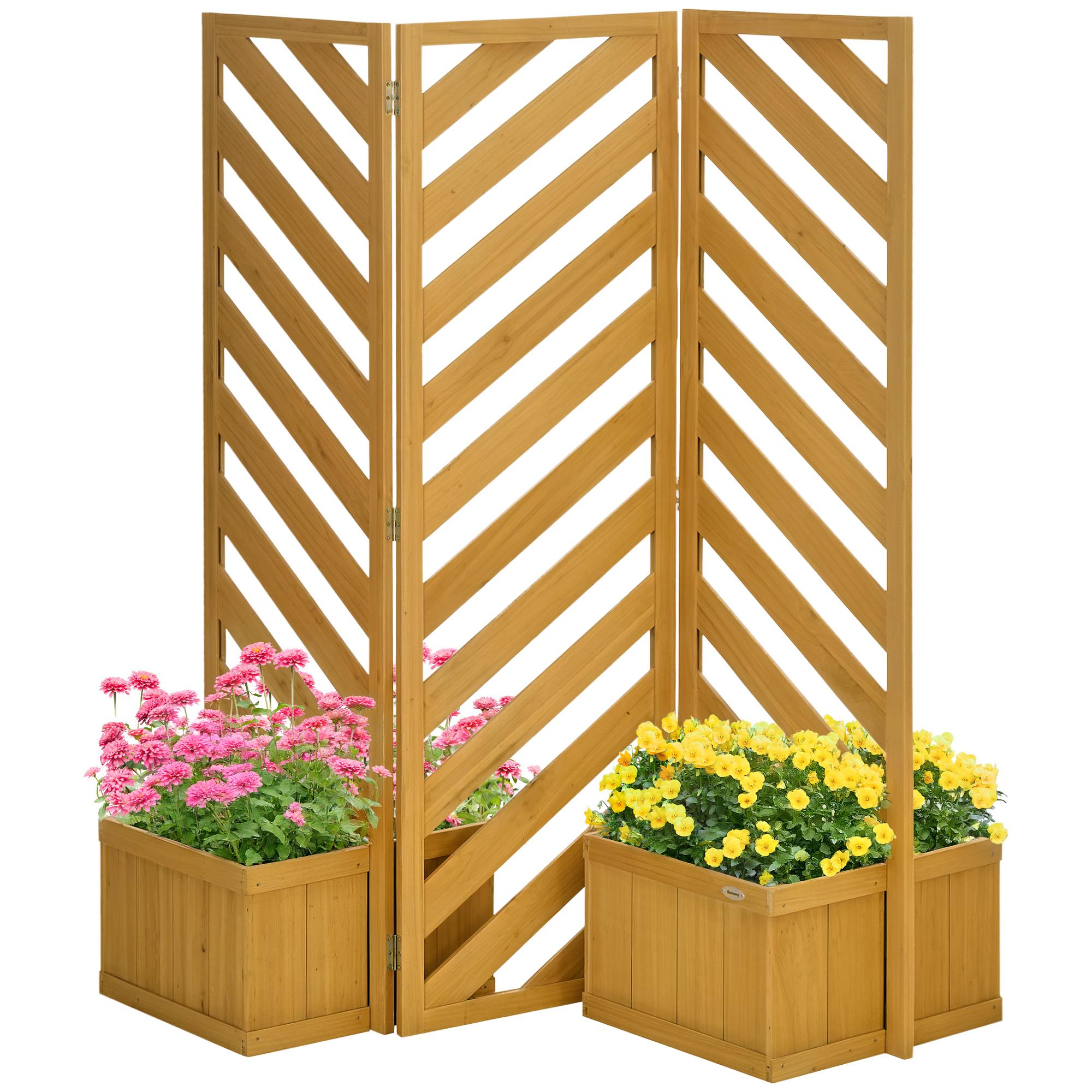 65 Inch Folding Privacy Planter with Four Garden Beds
