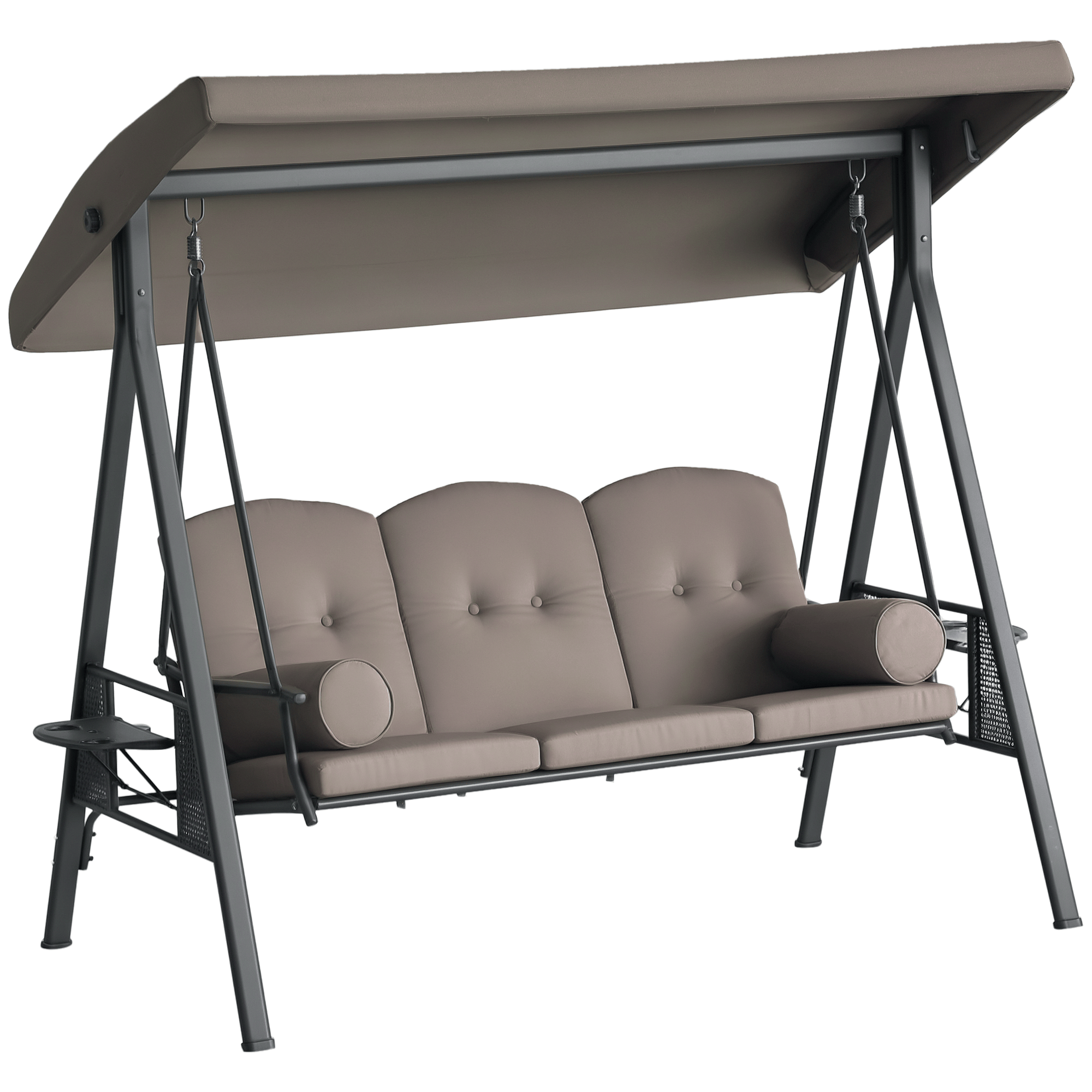 Brown Steel Patio Swing with Tilt Canopy