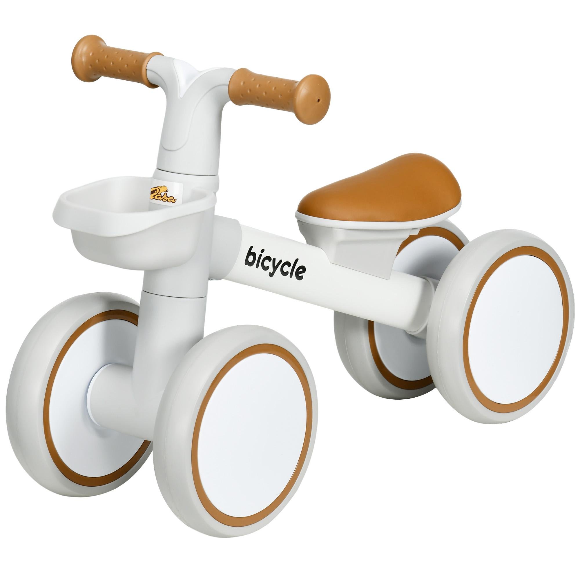 Brown Toddler Balance Bike with Adjustable Seat