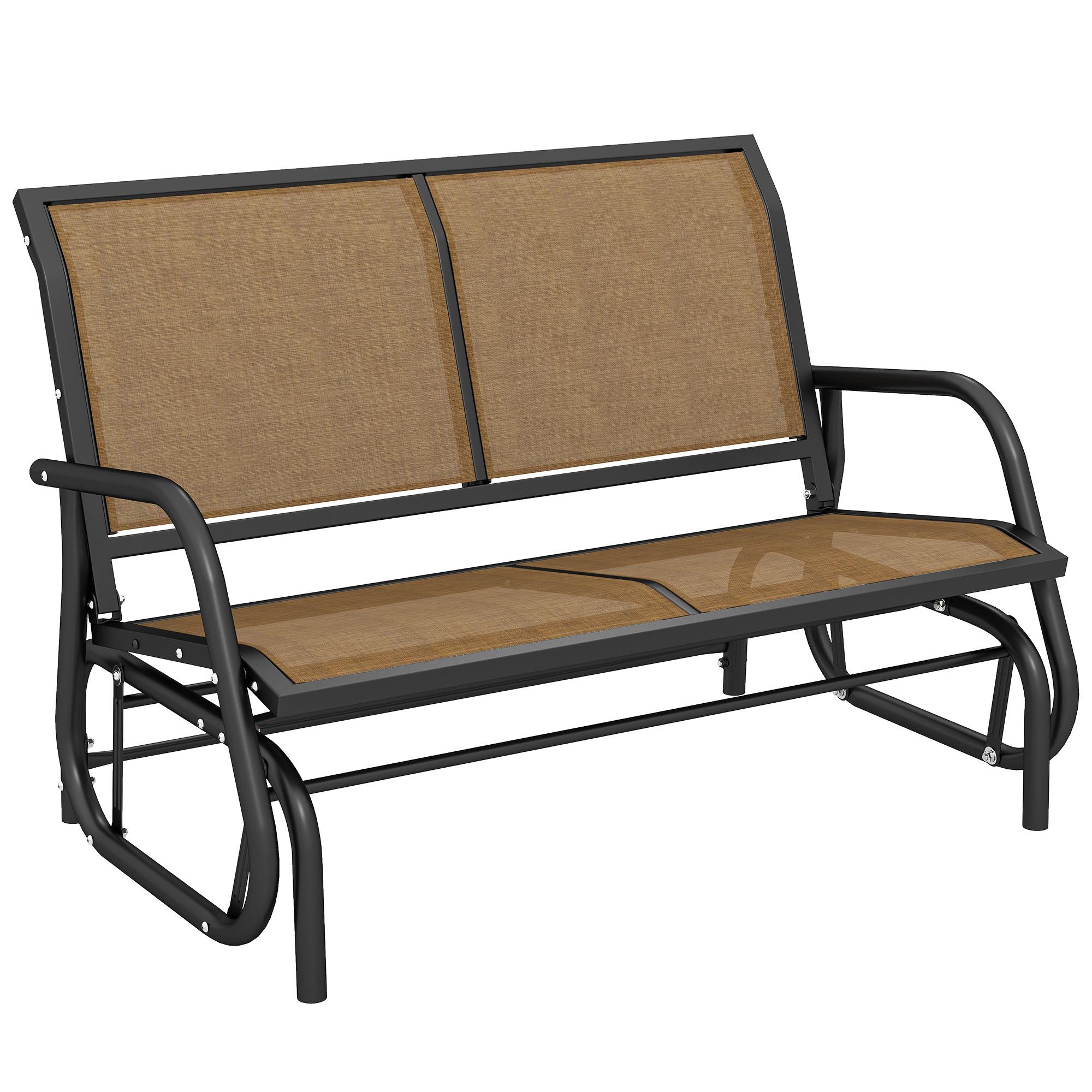 Brown Alloy Steel Glider with Breathable Sling Fabric