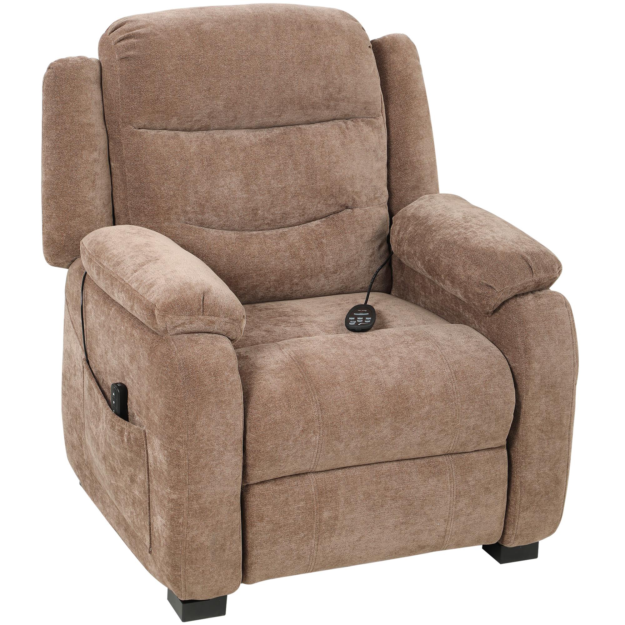 Brown Velvet-Feel Massage Recliner with 150° Power Recline