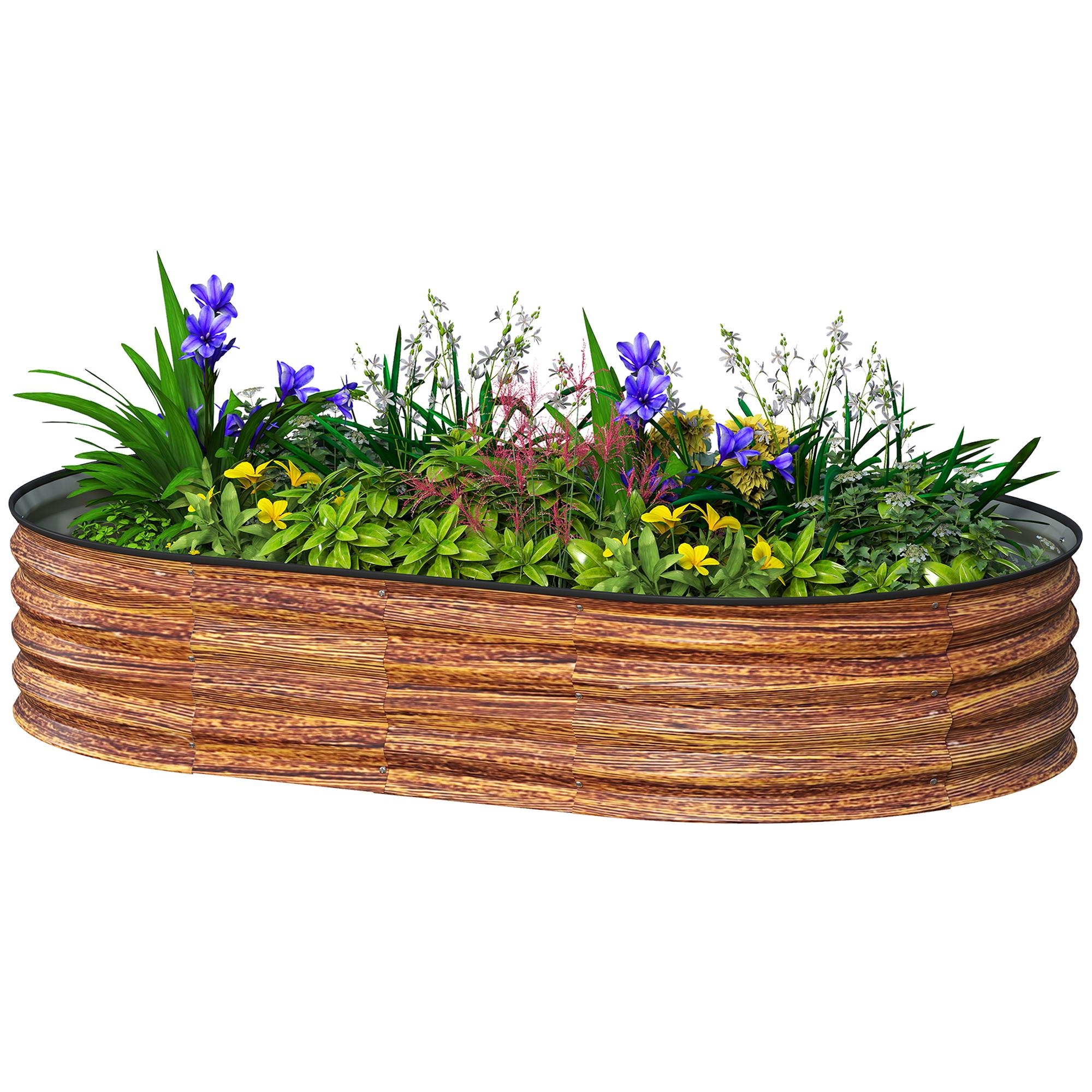Brown Wood Effect Planter, Galvanised Steel Raised Bed 5' x 3'