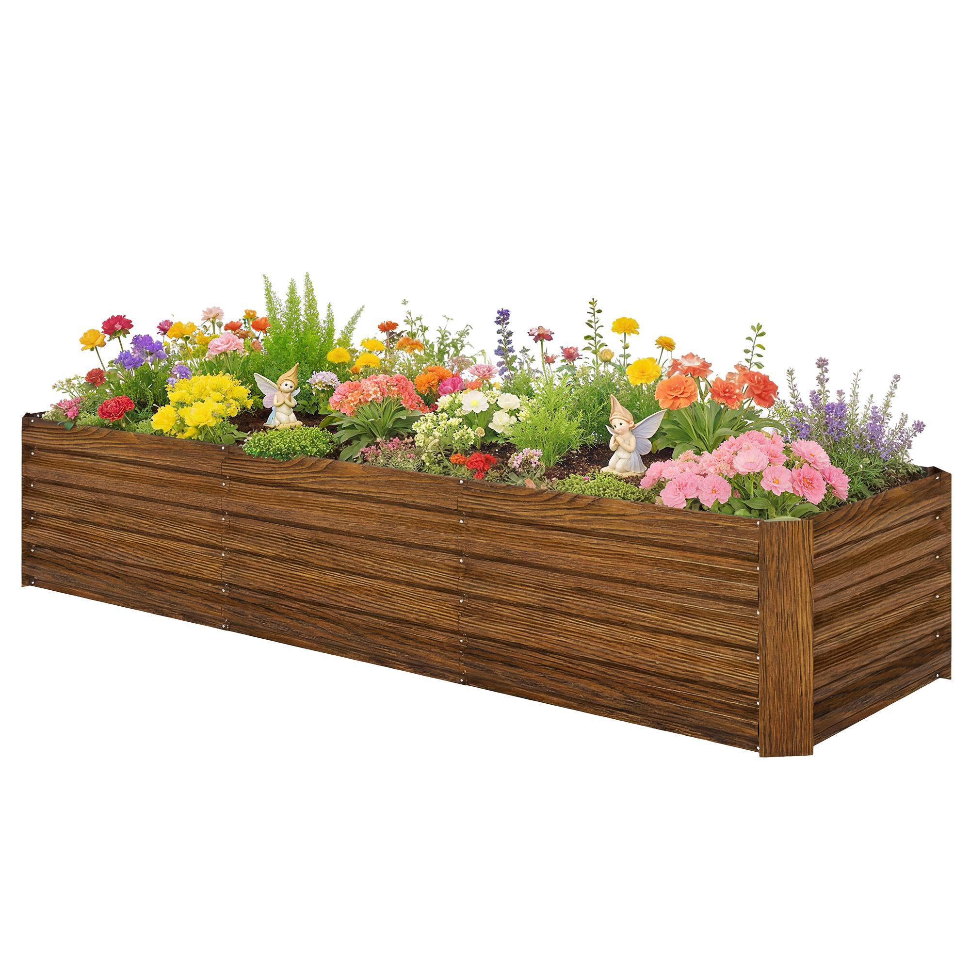 Brown Wood Effect Galvanized Bed, 8' x 2.6' x 1.5'