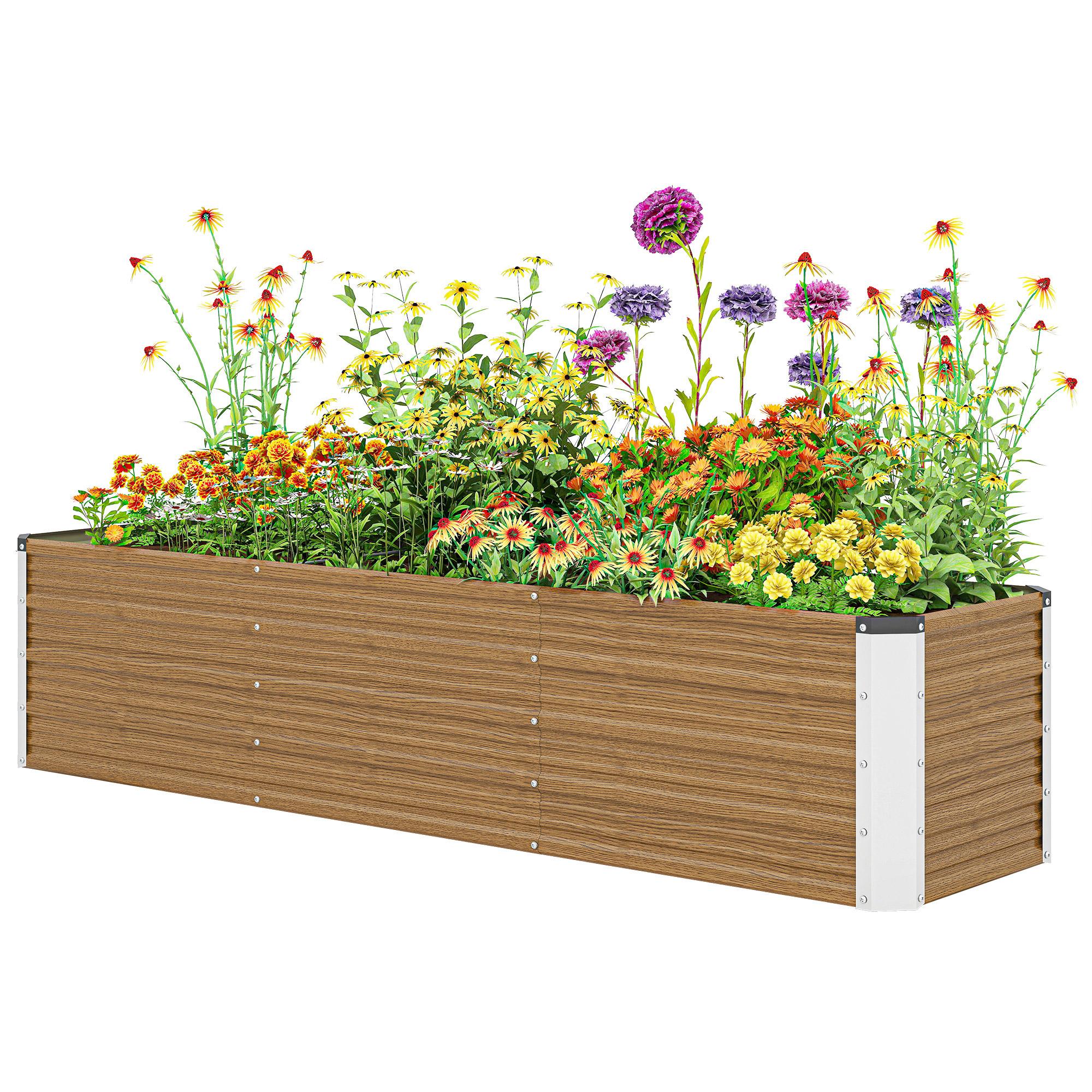 Brown 6 Foot Galvanized Planter for Garden Growing