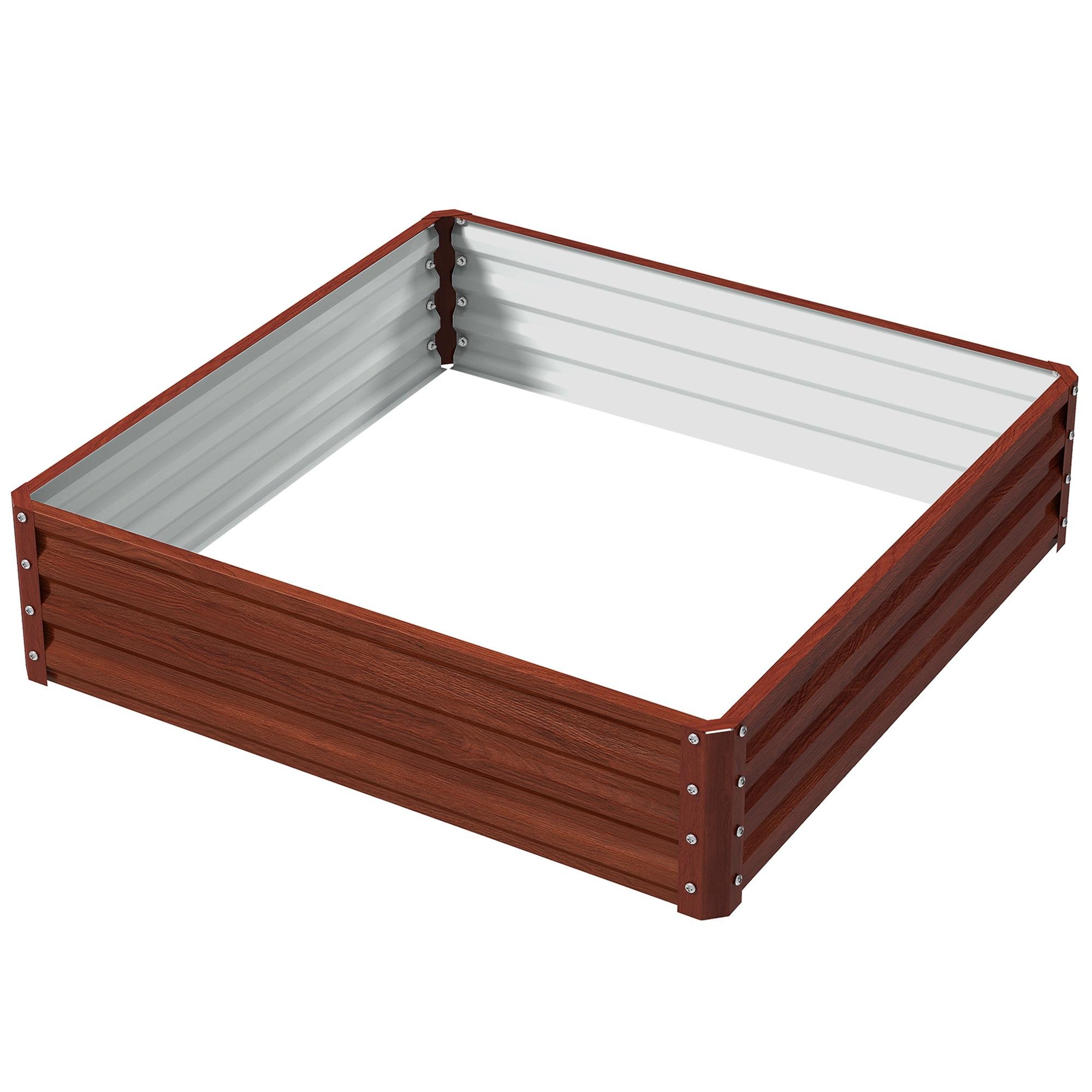 Brown 4x4 Galvanized Planter, Open-Bottom Garden Bed