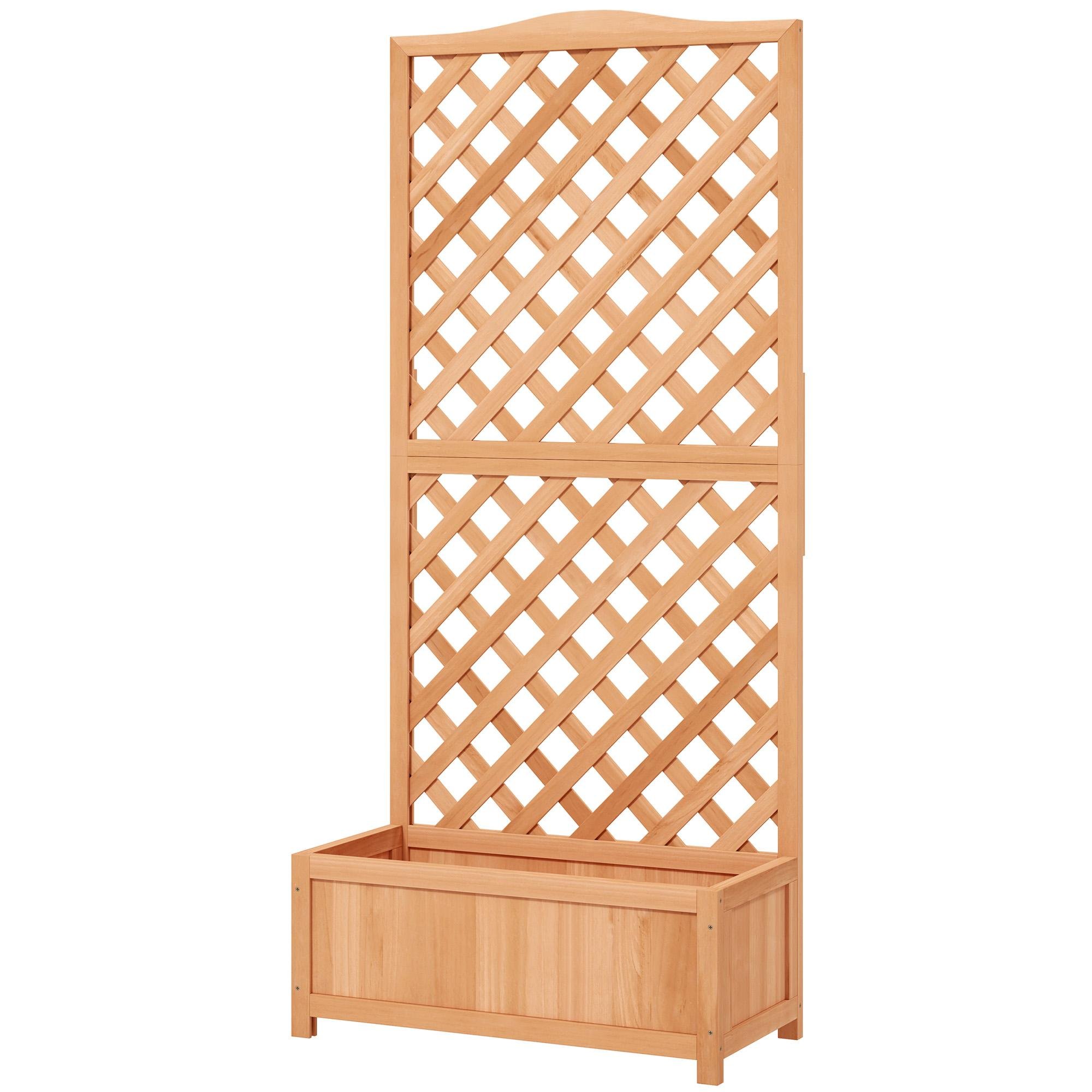 Brown Wood Trellis Planter, 67-Inch Raised Bed