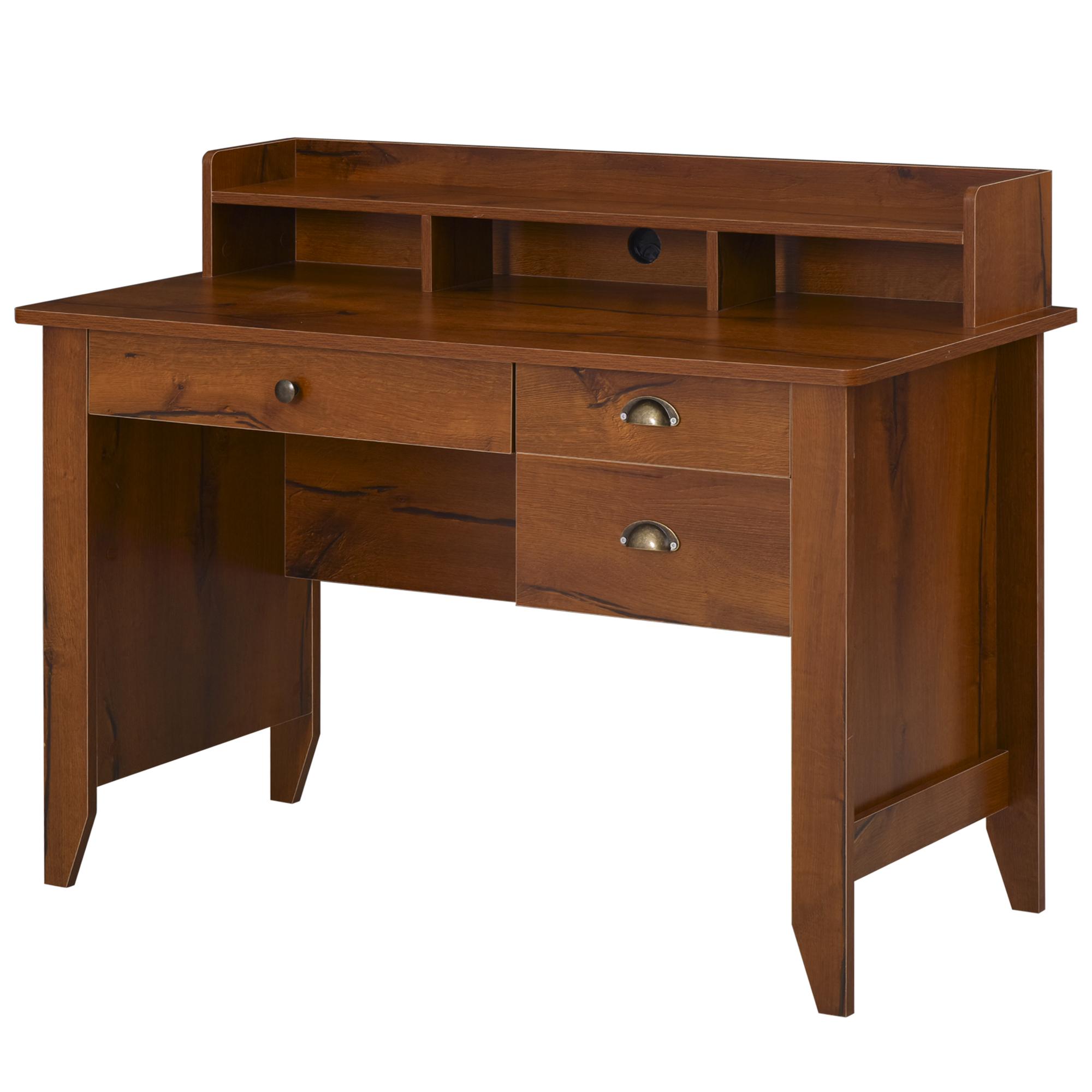 Brown 47 Inch Desk Hutch with 3 Drawers