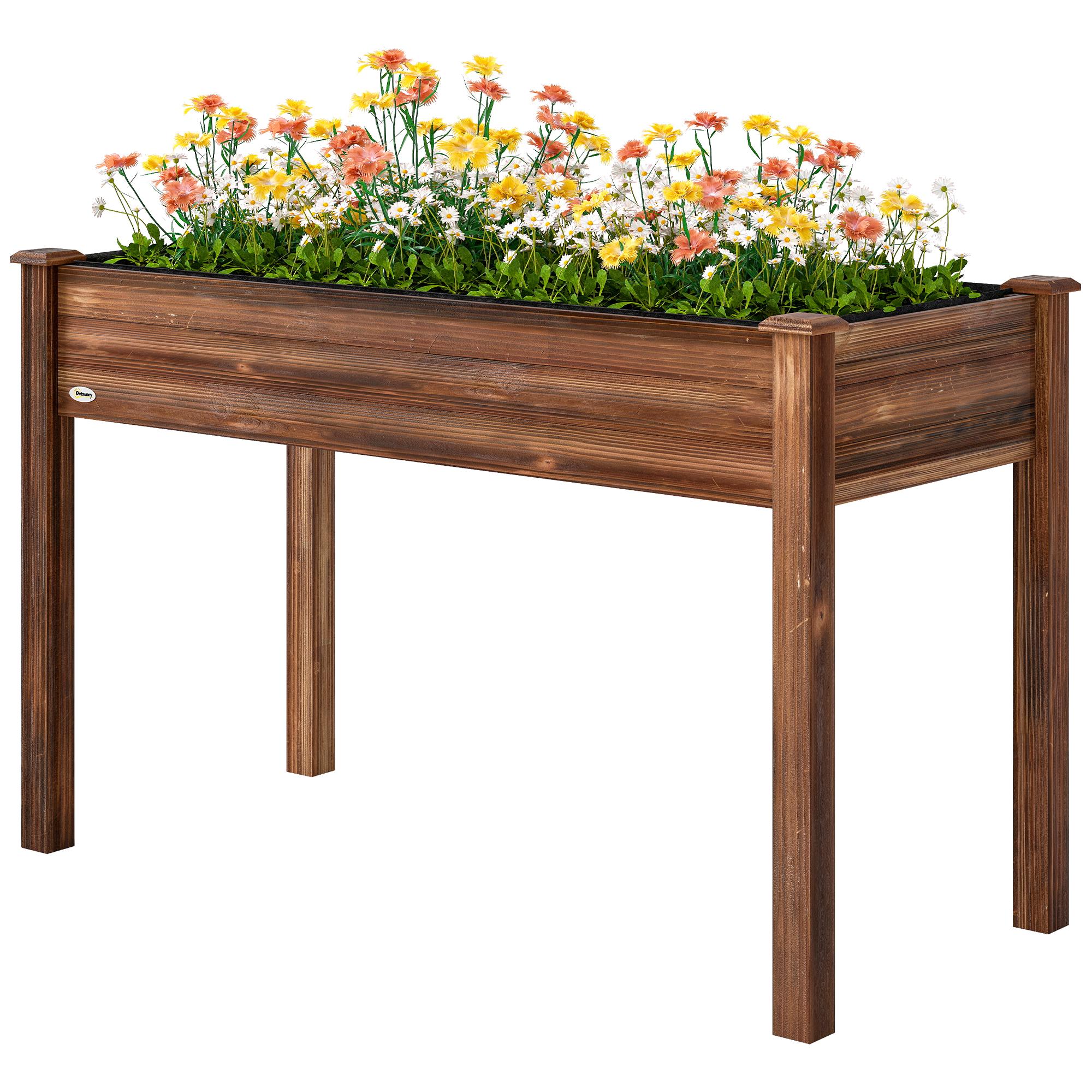 Carbonized Fir Elevated Bed with Drainage Holes, 48 x 22 x 30 in