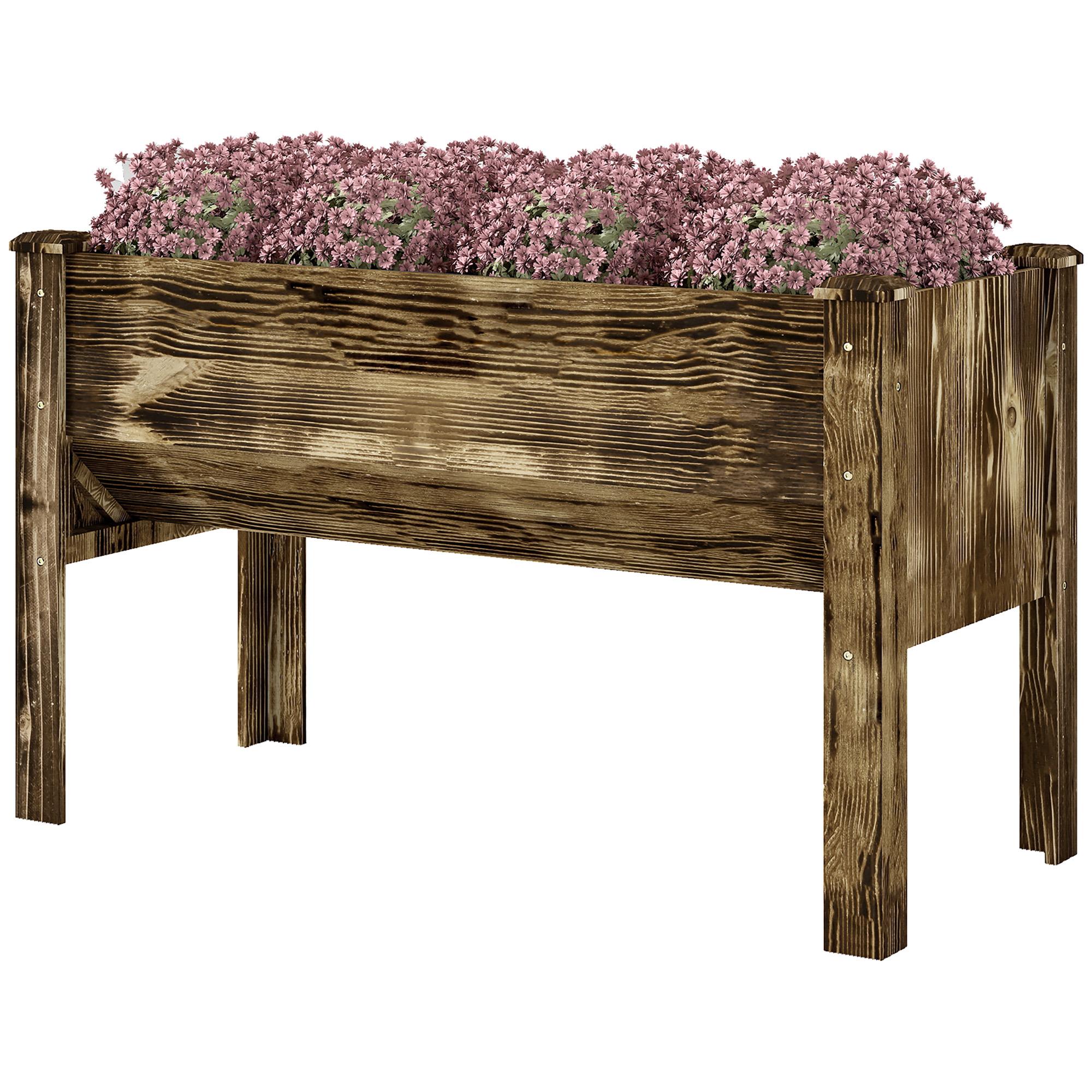 Carbonized Fir Garden Bed with Hooks, 47.25 x 23.5 in