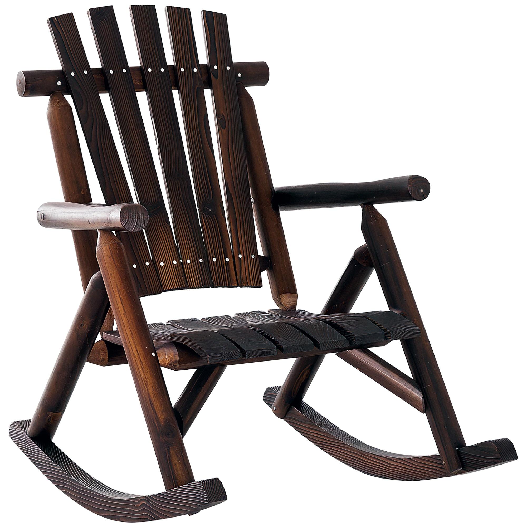 Carbonized Fir Patio Rocker, Oversized Wooden Adirondack Chair