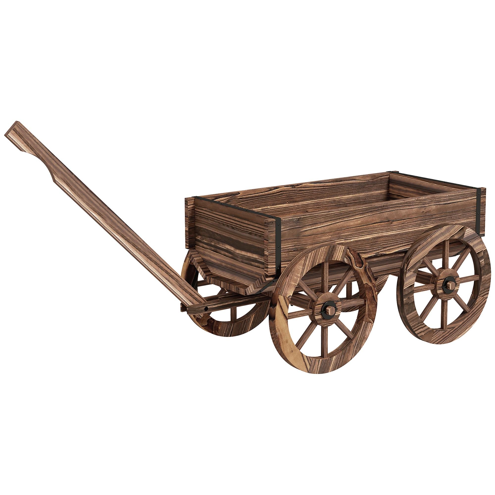 Carbonized Fir Wagon Planter with Drainage Holes