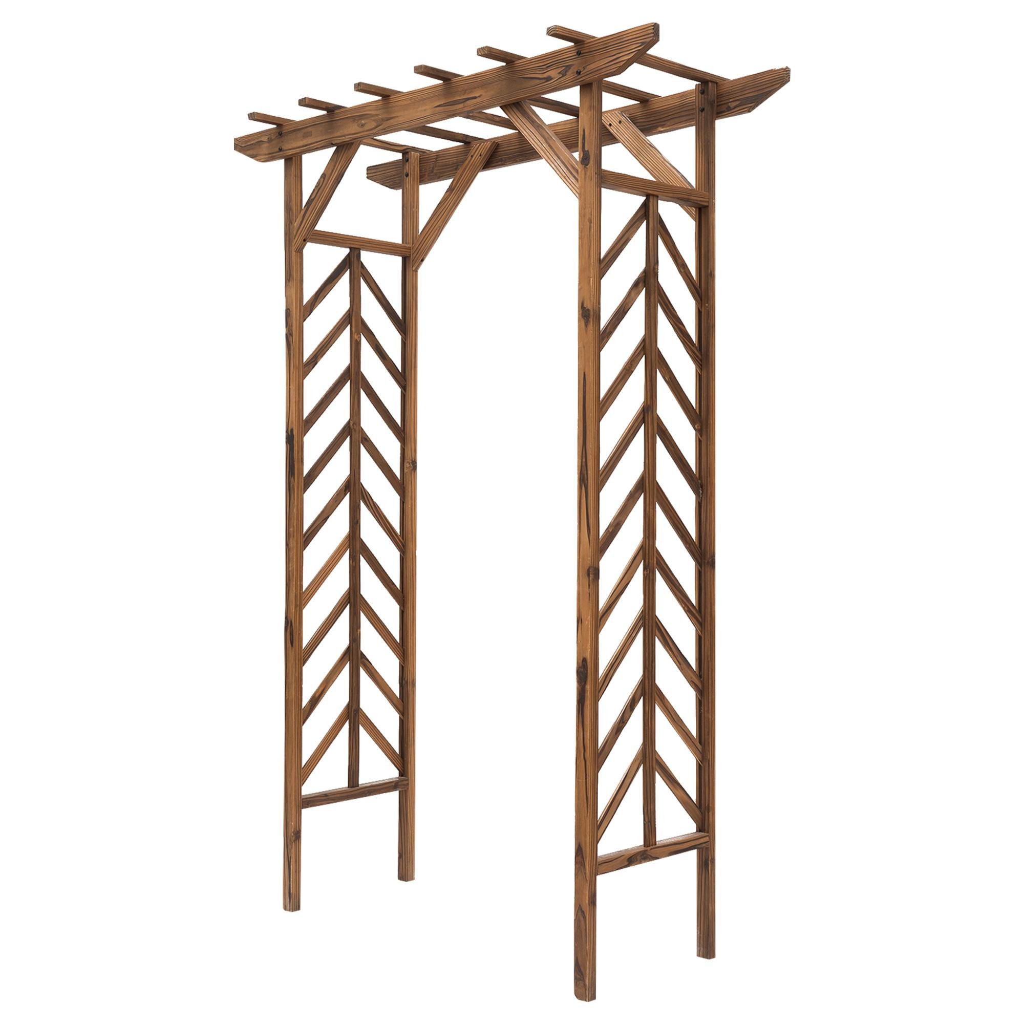 carbonized fir wood arbour trellis with pergola top, 78.7 in