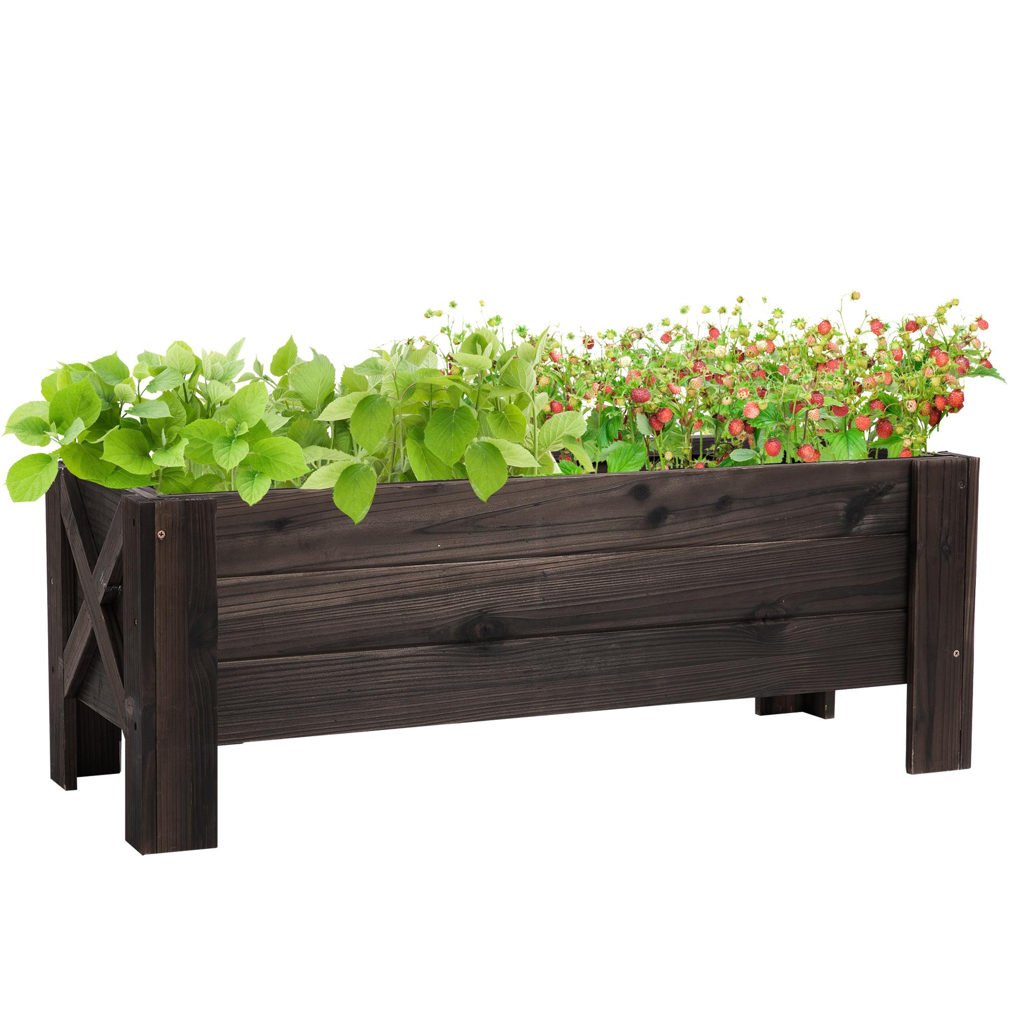 Carbonized Wood Elevated Planter for Herbs and Vegetables