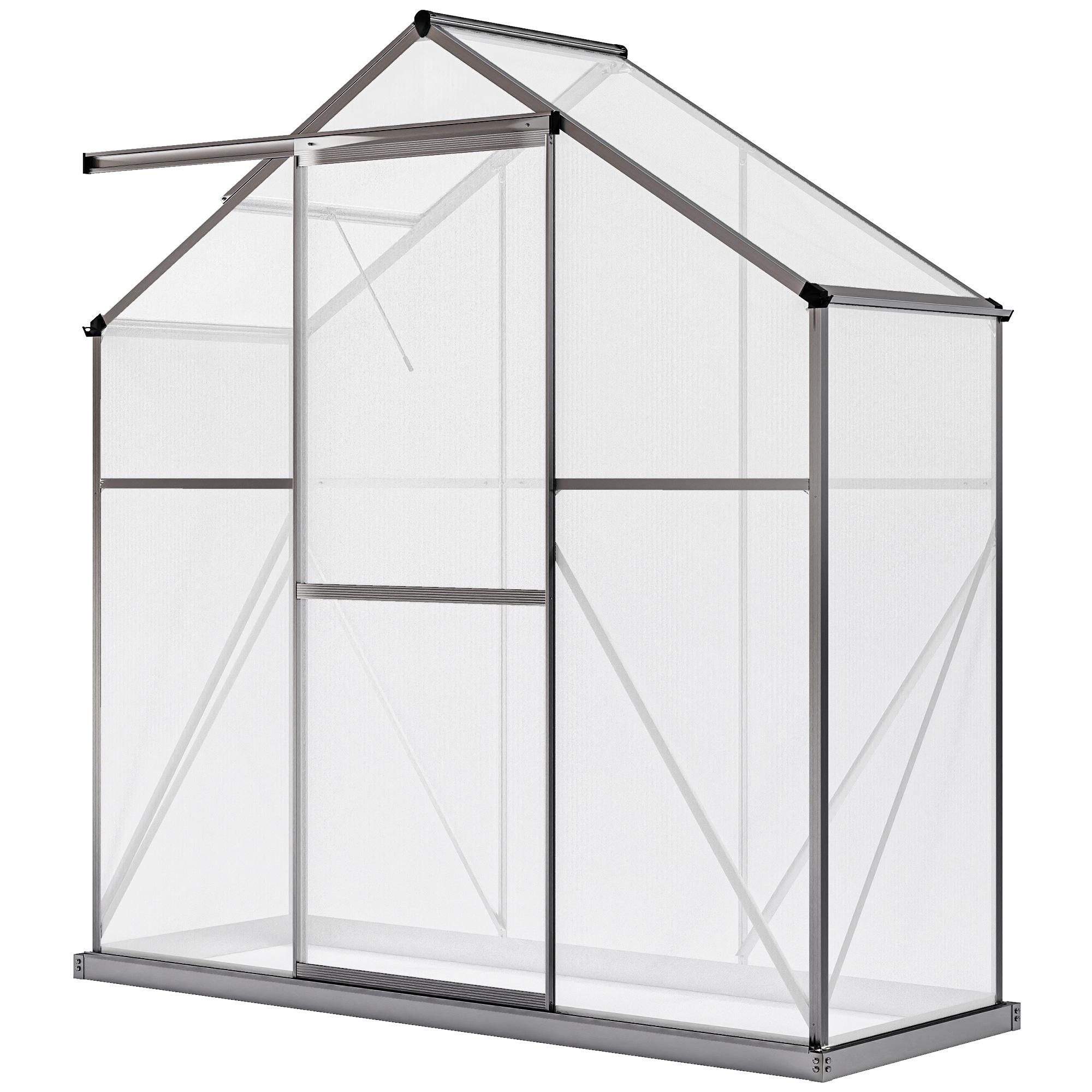 Charcoal Aluminium Greenhouse with Sliding Door