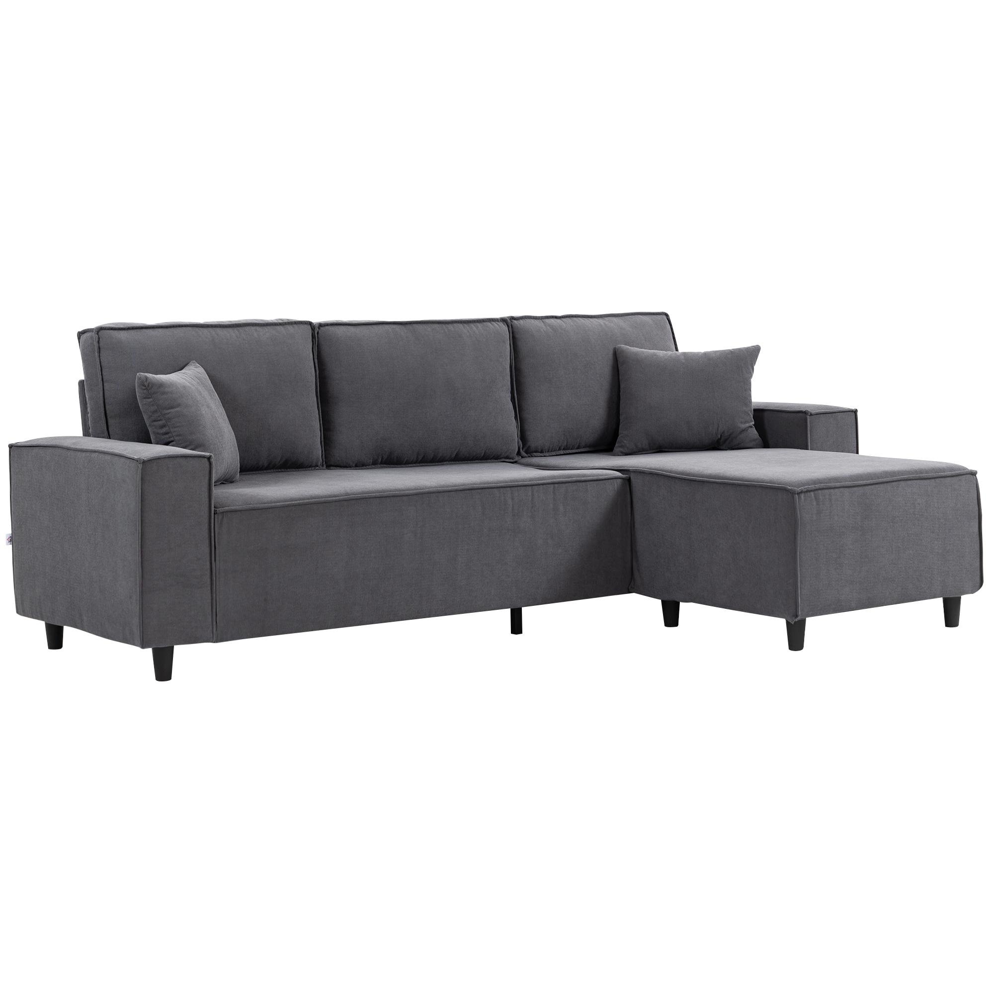 Charcoal Grey Chaise Sectional with Reversible Chaise