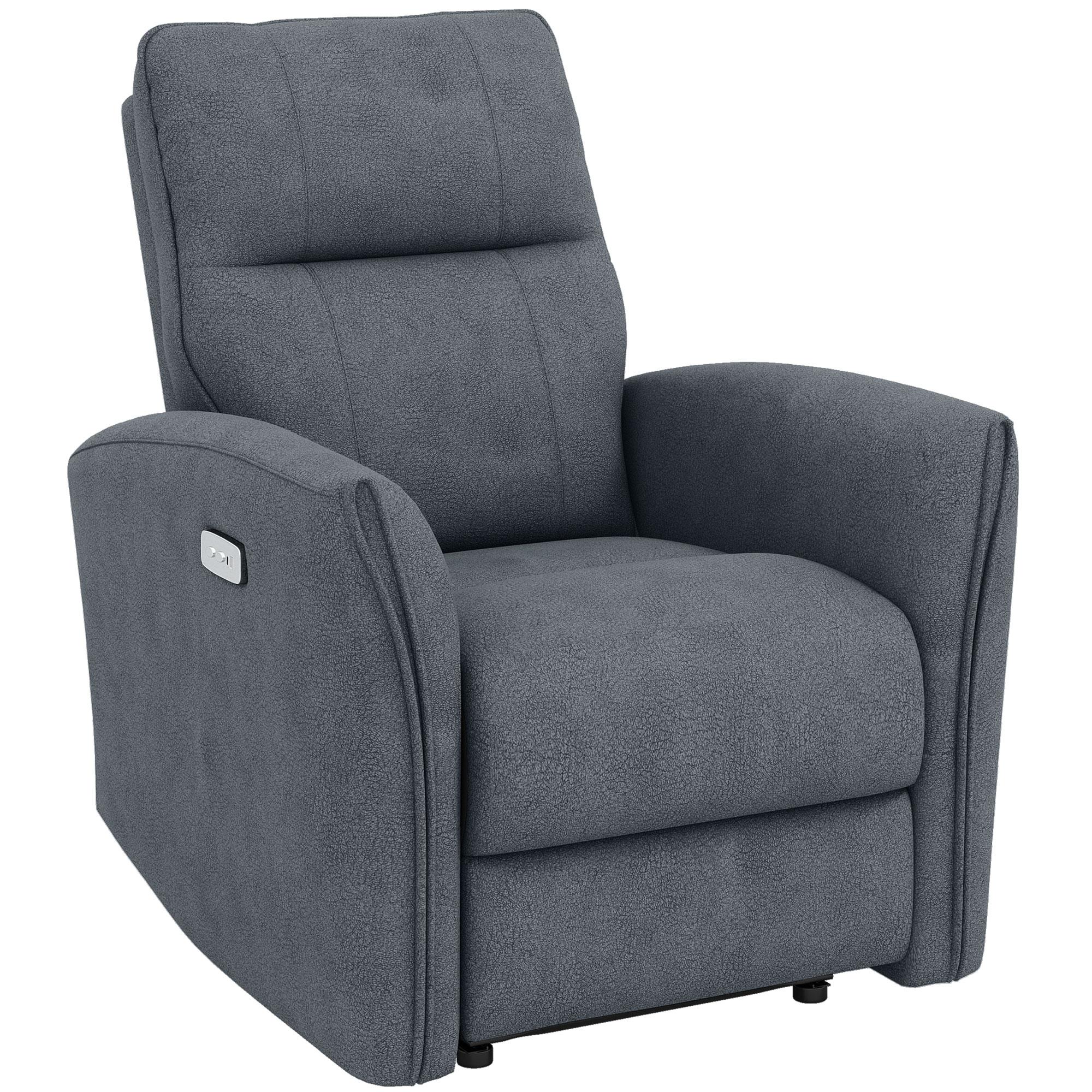Charcoal Grey Fabric Power Recliner with USB Ports