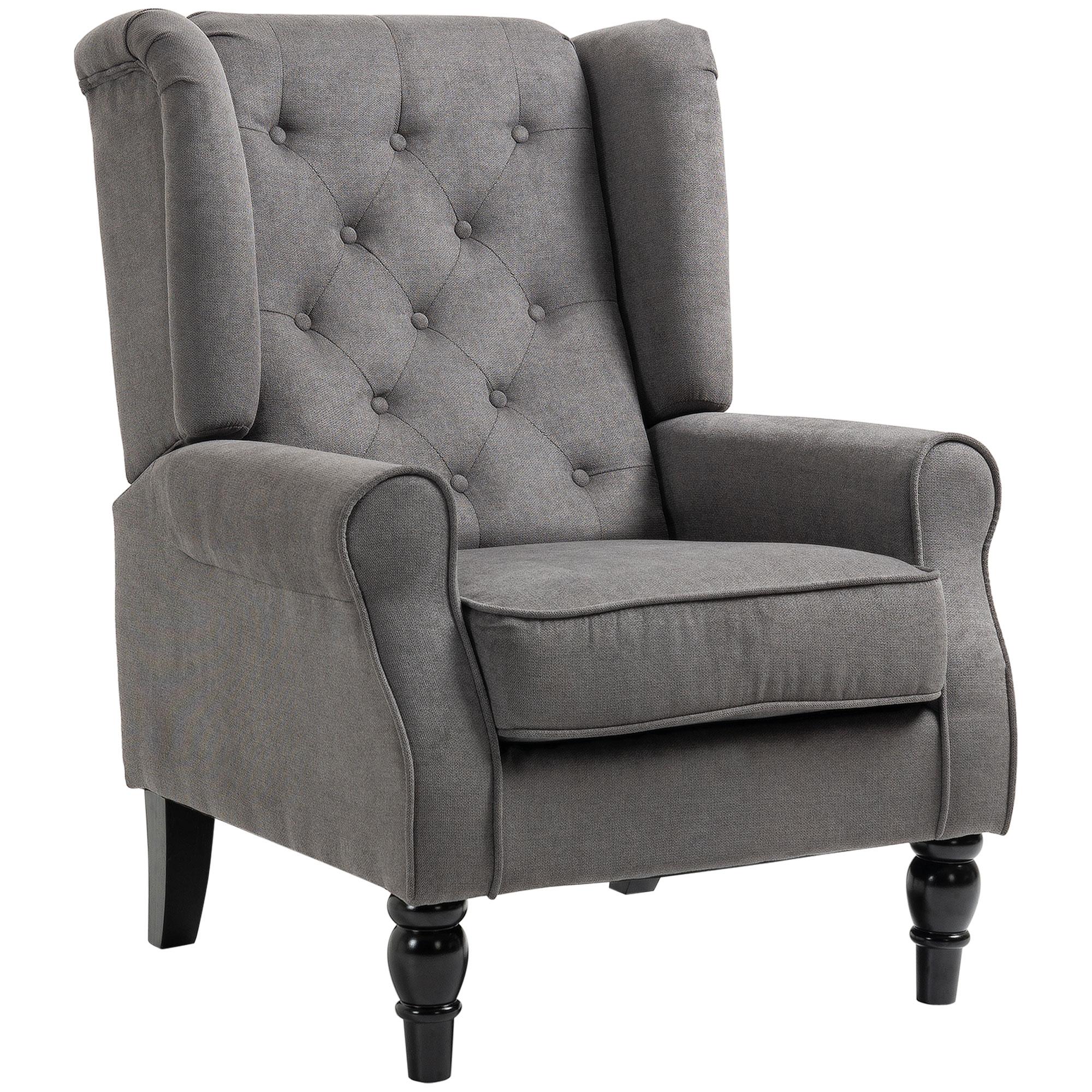 Charcoal Grey Wingback Chair with Thick Padding, 160 kg Capacity
