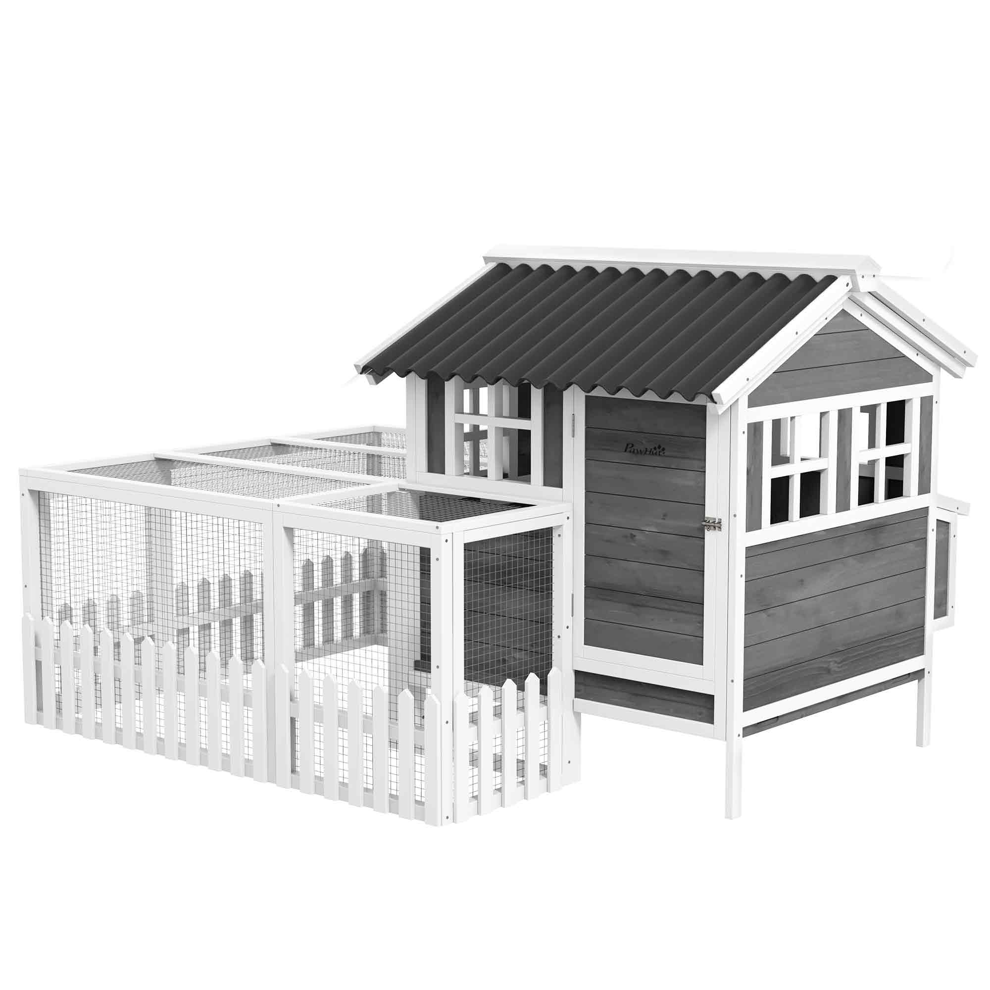 Charcoal Fir Chicken Coop with Run for 1-2 Chickens