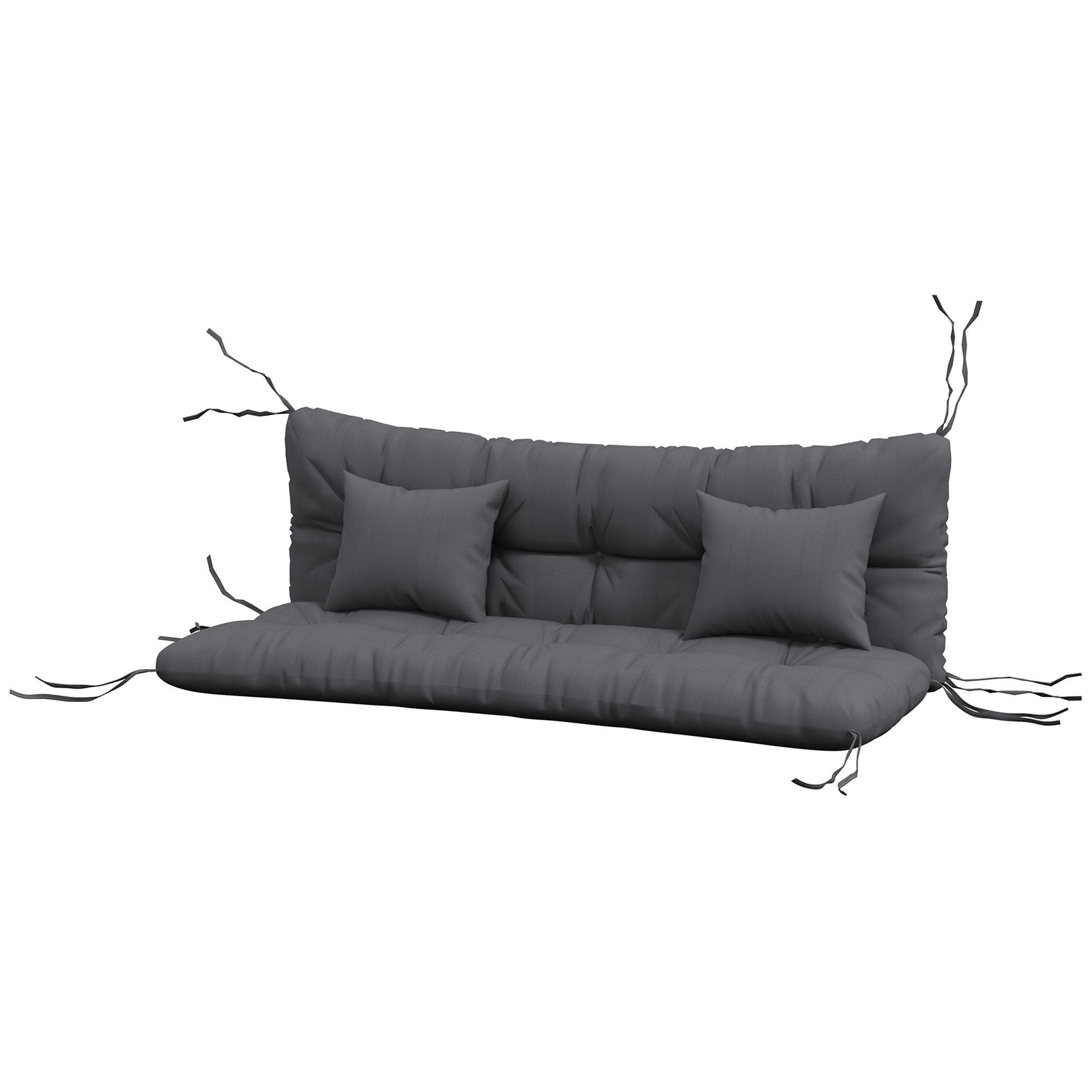 Charcoal Grey Patio Cushion Set, Four-Piece 59.1-Inch