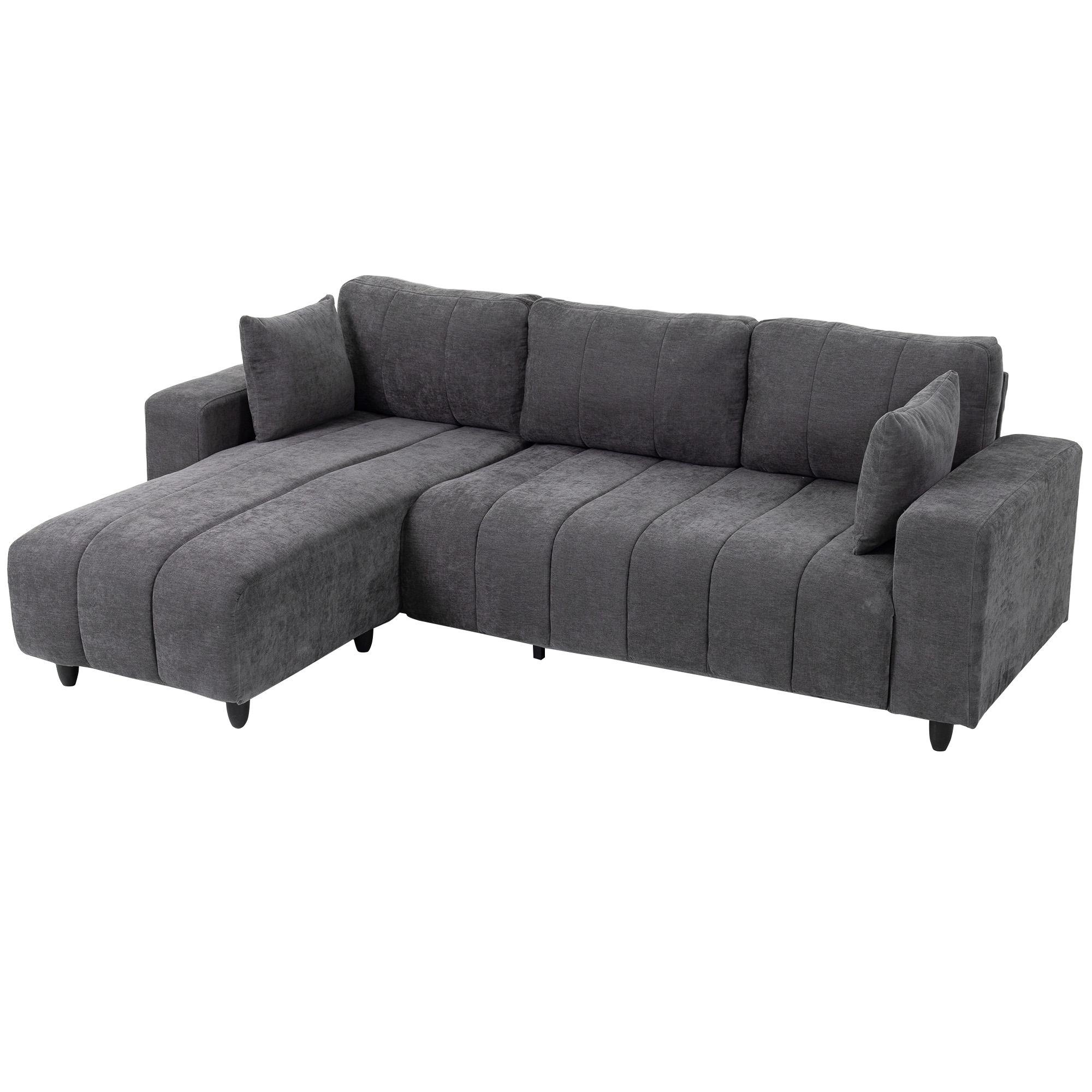 Charcoal Grey Integrated Seat Sofa with Changeable Chaise