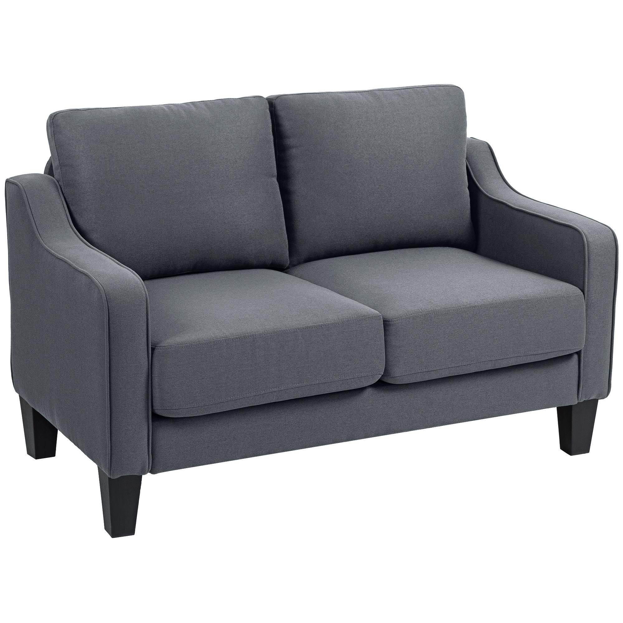 Charcoal Grey Linen Loveseat with Pocket Springs, 54" W