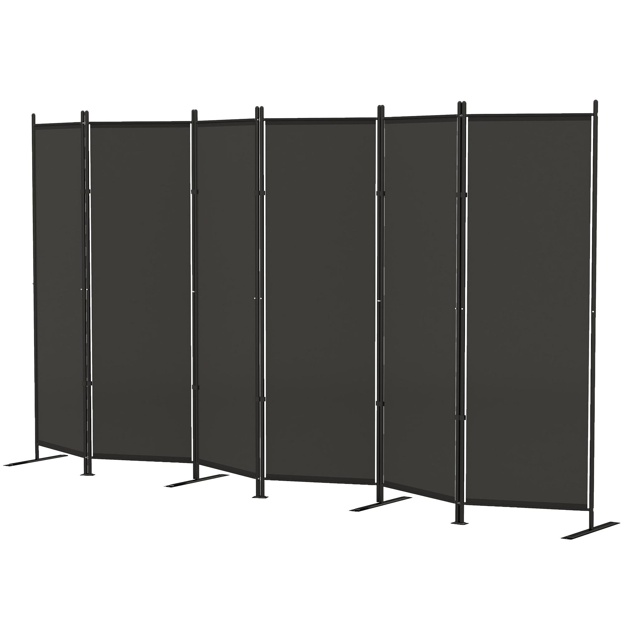 Charcoal Grey Six Panel Screen, Folding Privacy Divider
