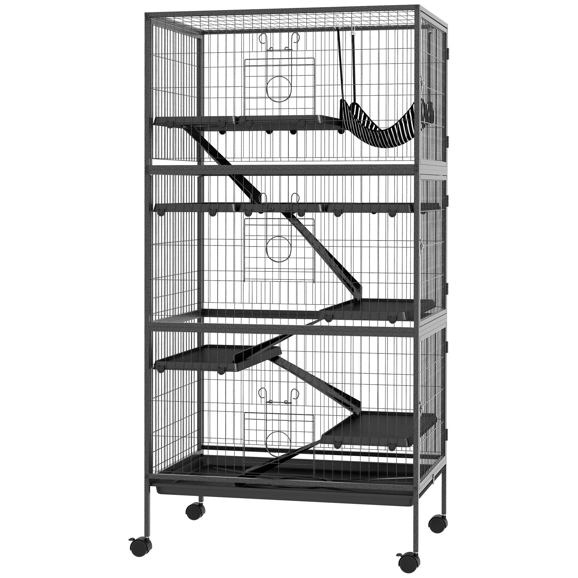 Charcoal Grey Steel Cage with 6 Tiers for Small Pets