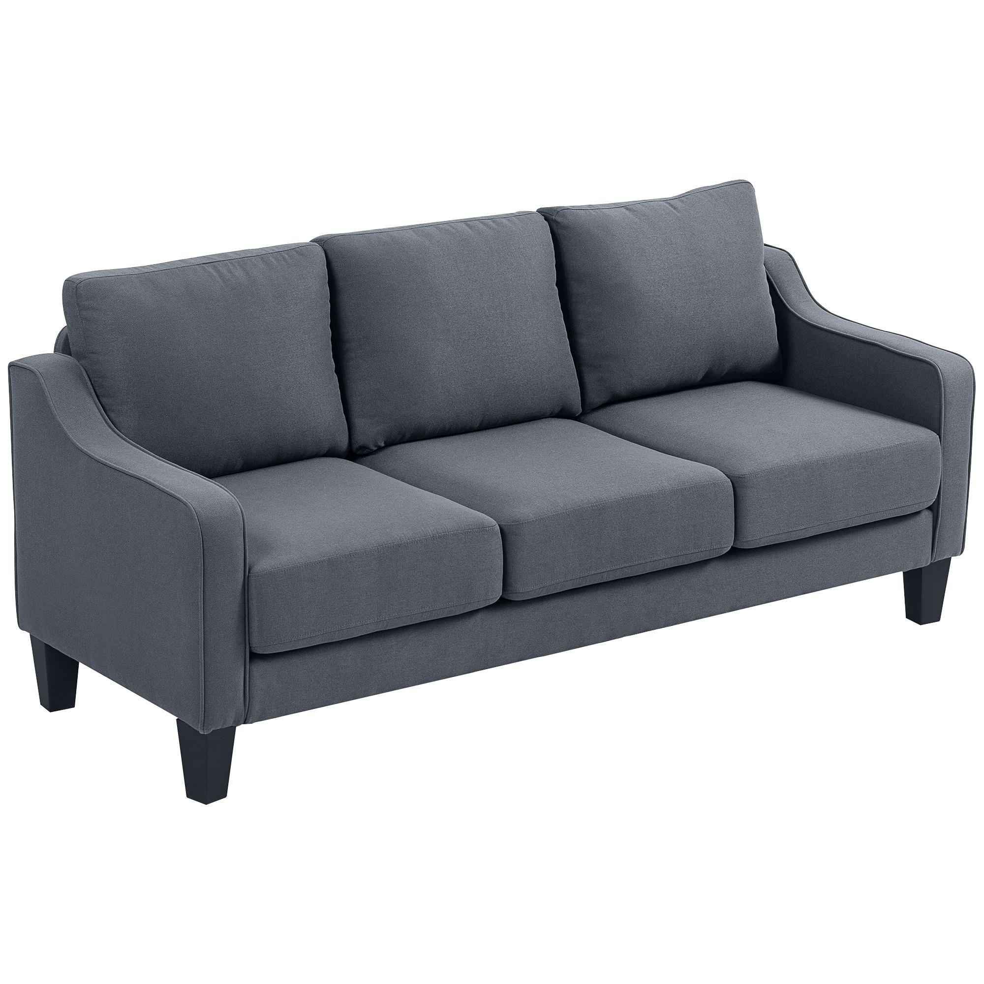 Charcoal Grey Linen Sofa with Pocket Springs, 75.2 in