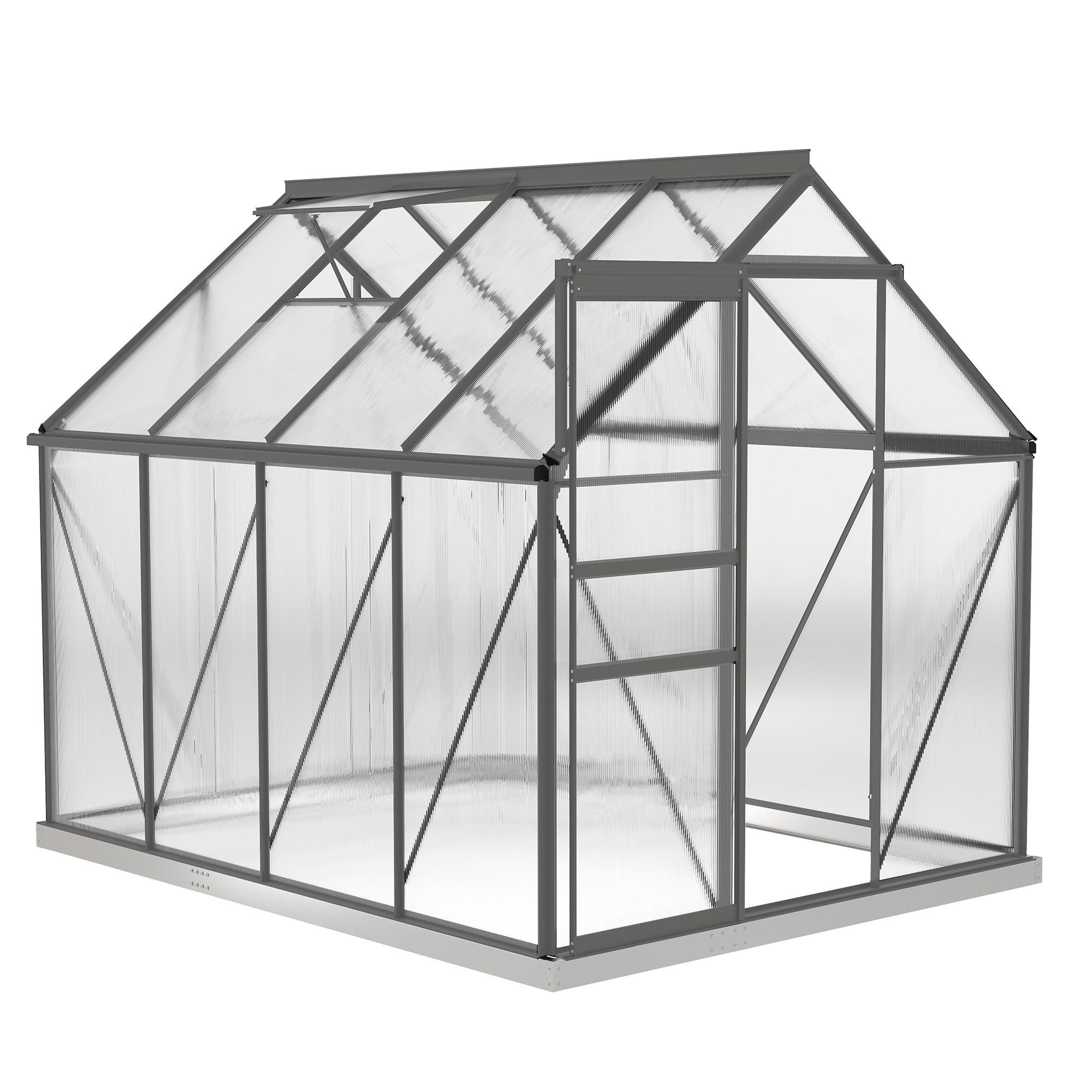 Charcoal 6 x 8 Greenhouse with Adjustable Roof Vent