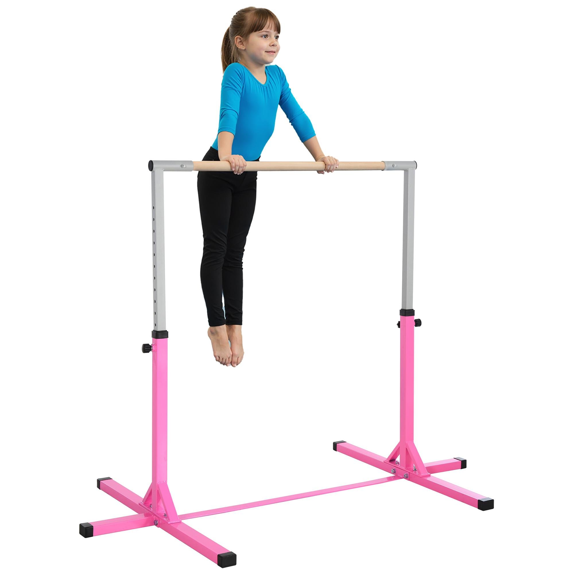 Pink Beechwood Gymnastics Bar with 13 Height Settings