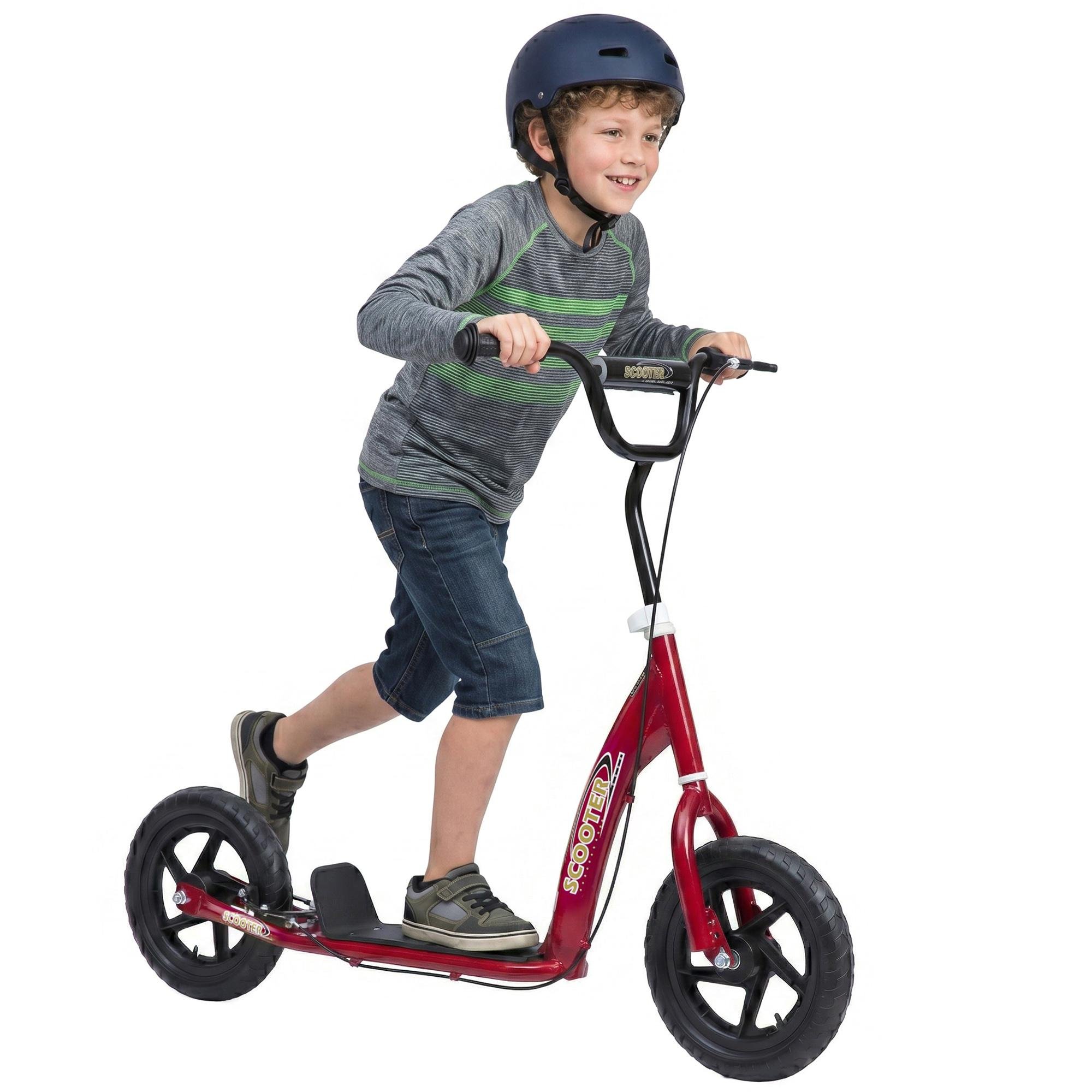 Red 12 inch kids scooter with adjustable handlebar for ages 5-12