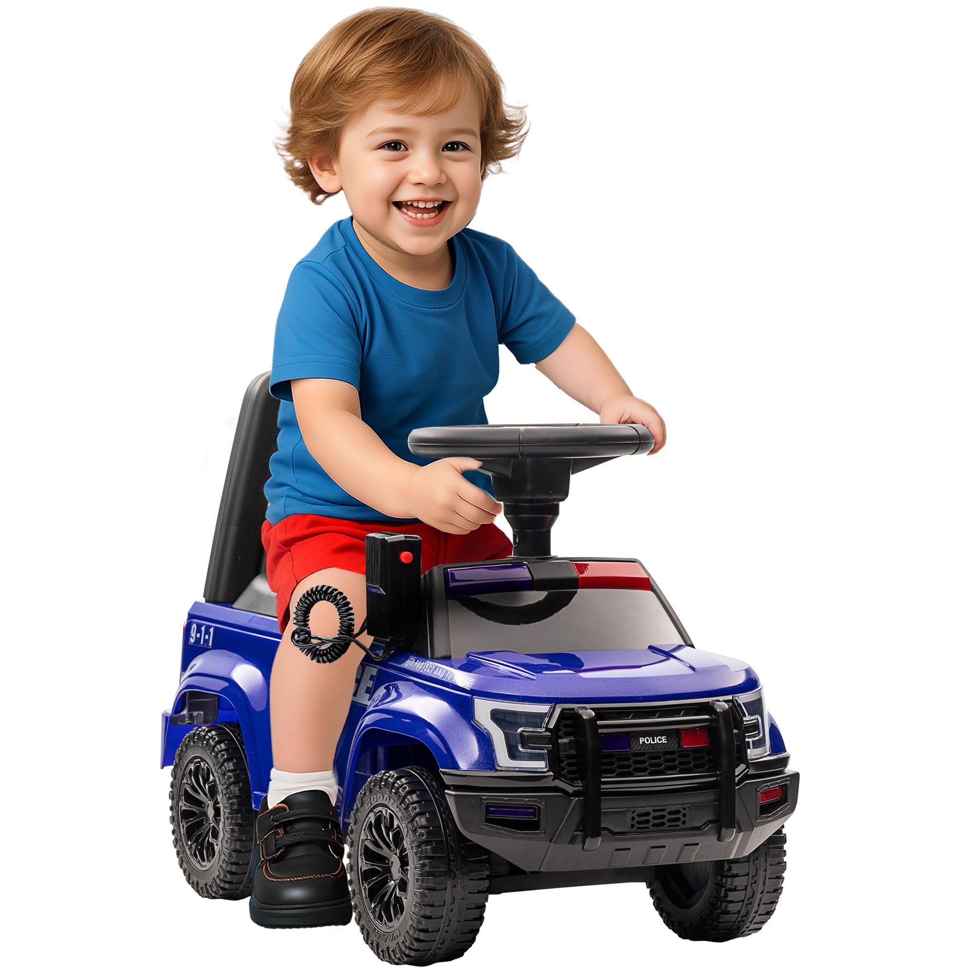 Blue Police Sliding Car with Foot-to-Floor Play