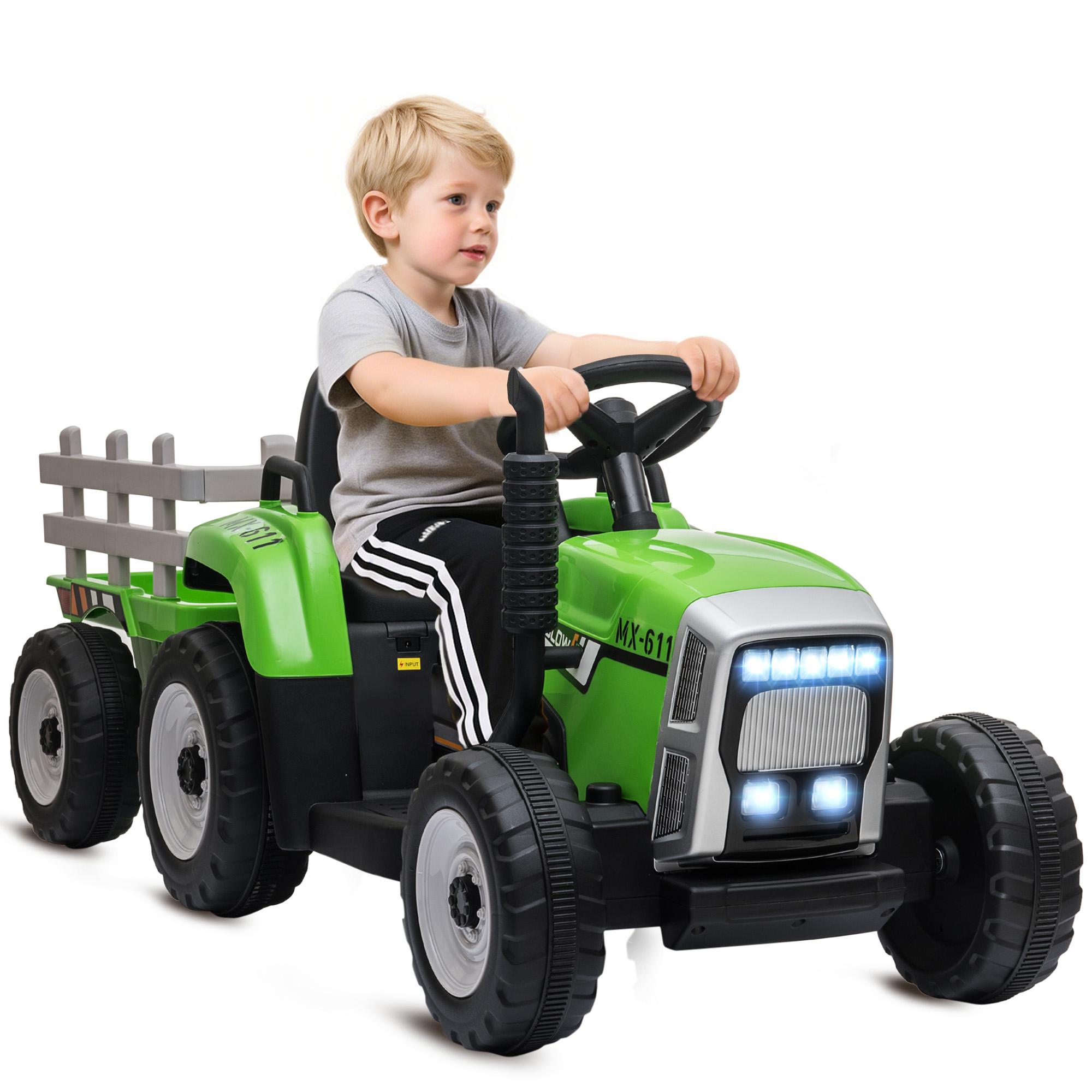Green Kids Ride-On Tractor with 12V Power and Remote Control