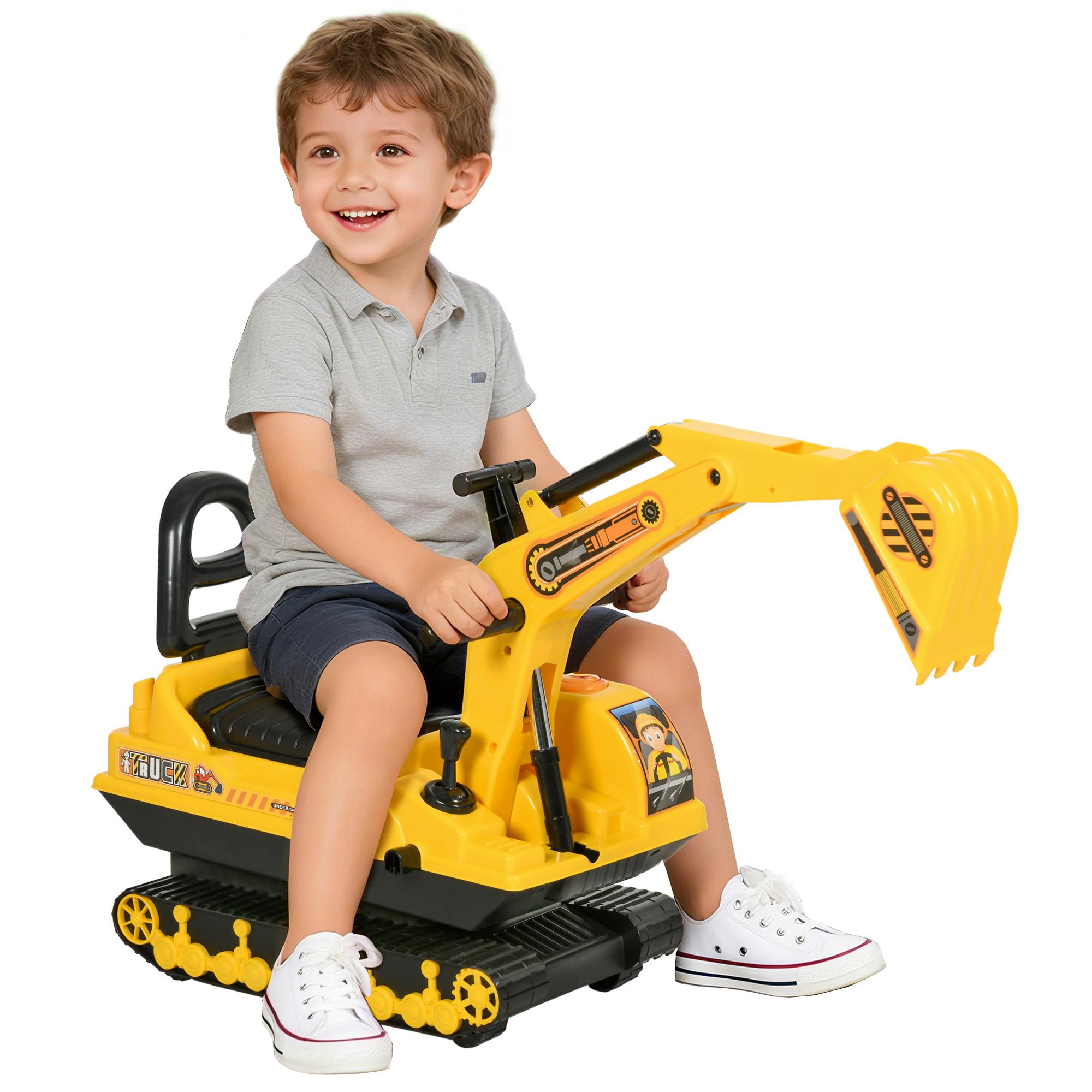 Yellow Foot-Powered Excavator with Digger