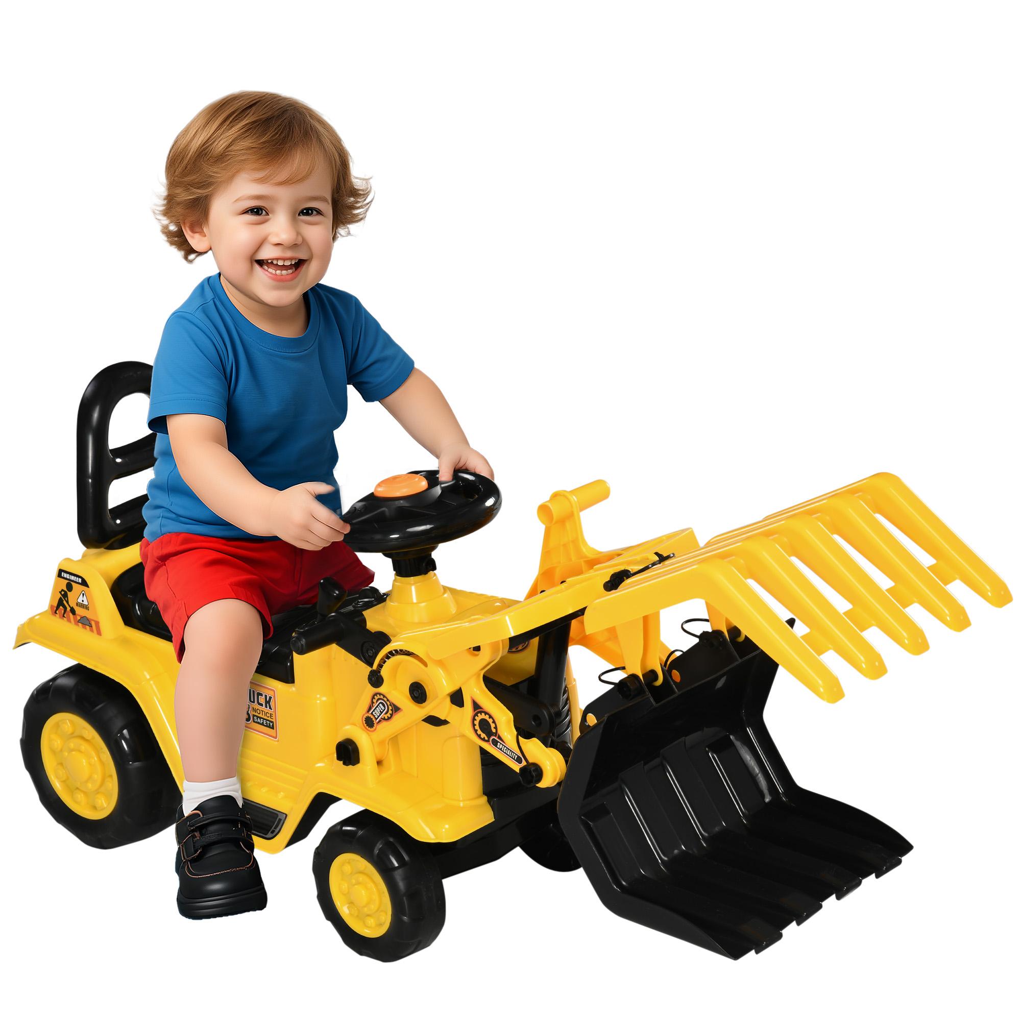 Yellow Grabber Ride-On Excavator with Dual Lever Control