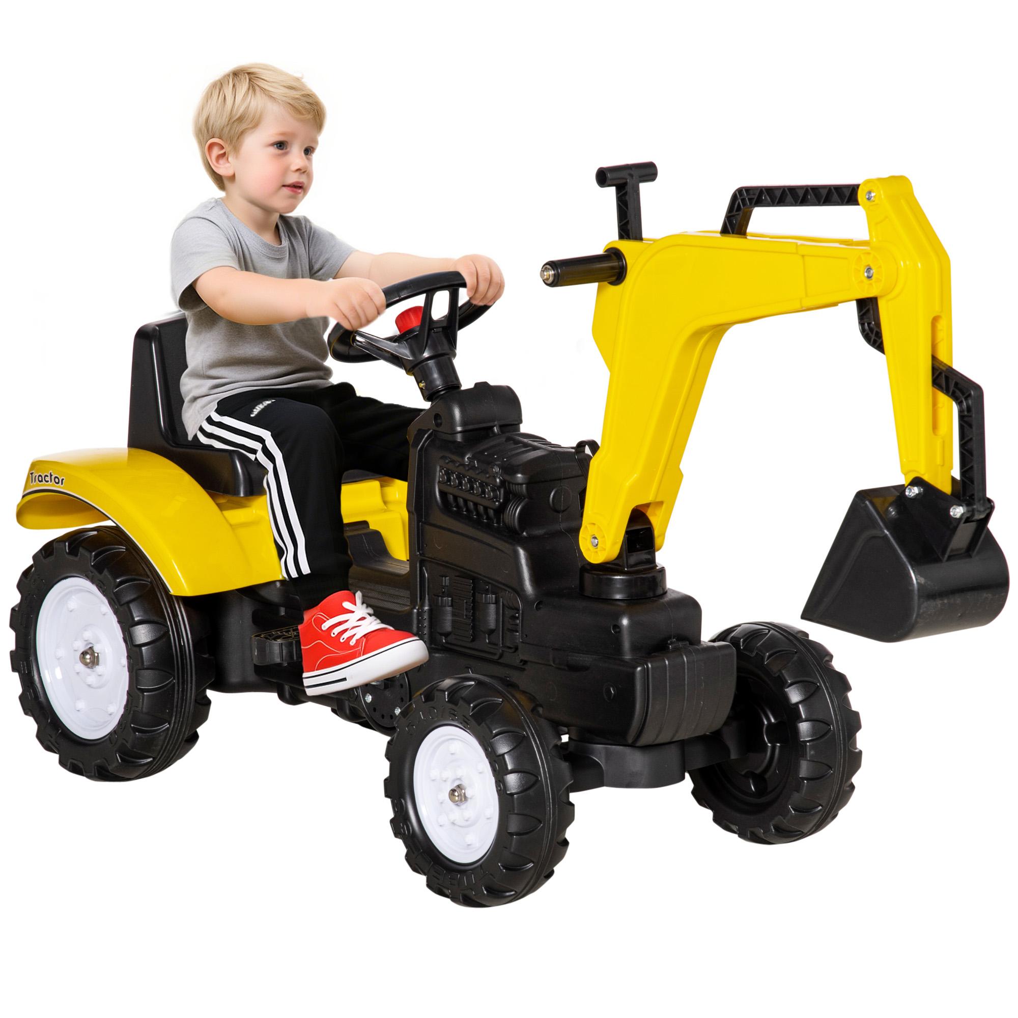 Yellow Pedal Digger Tractor with Controllable Bucket
