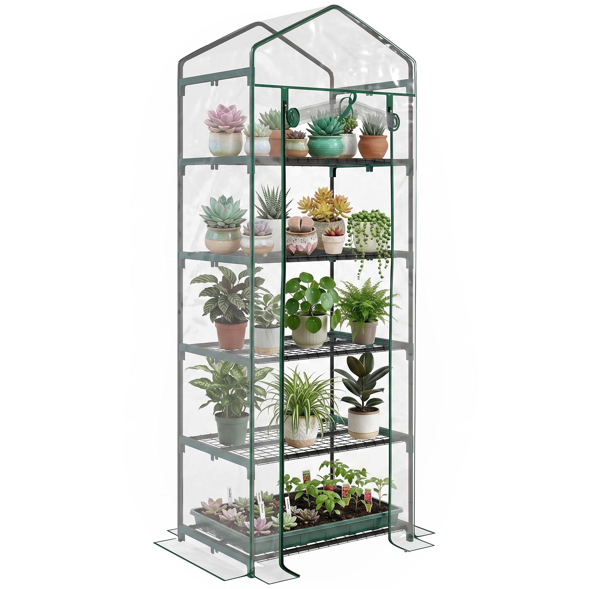 5 Tier Clear Portable Greenhouse with Steel Frame