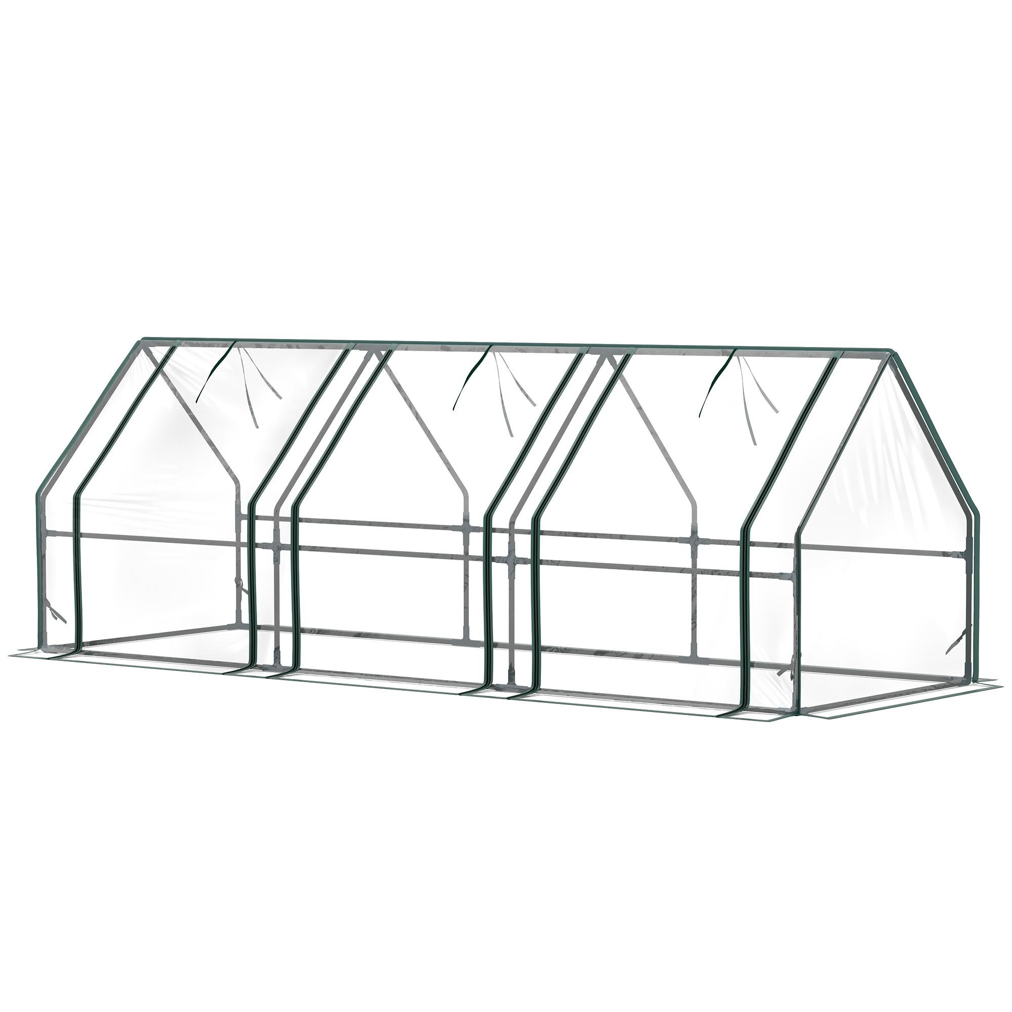 9 ft PE tunnel greenhouse with 3 roll-up doors for gardens