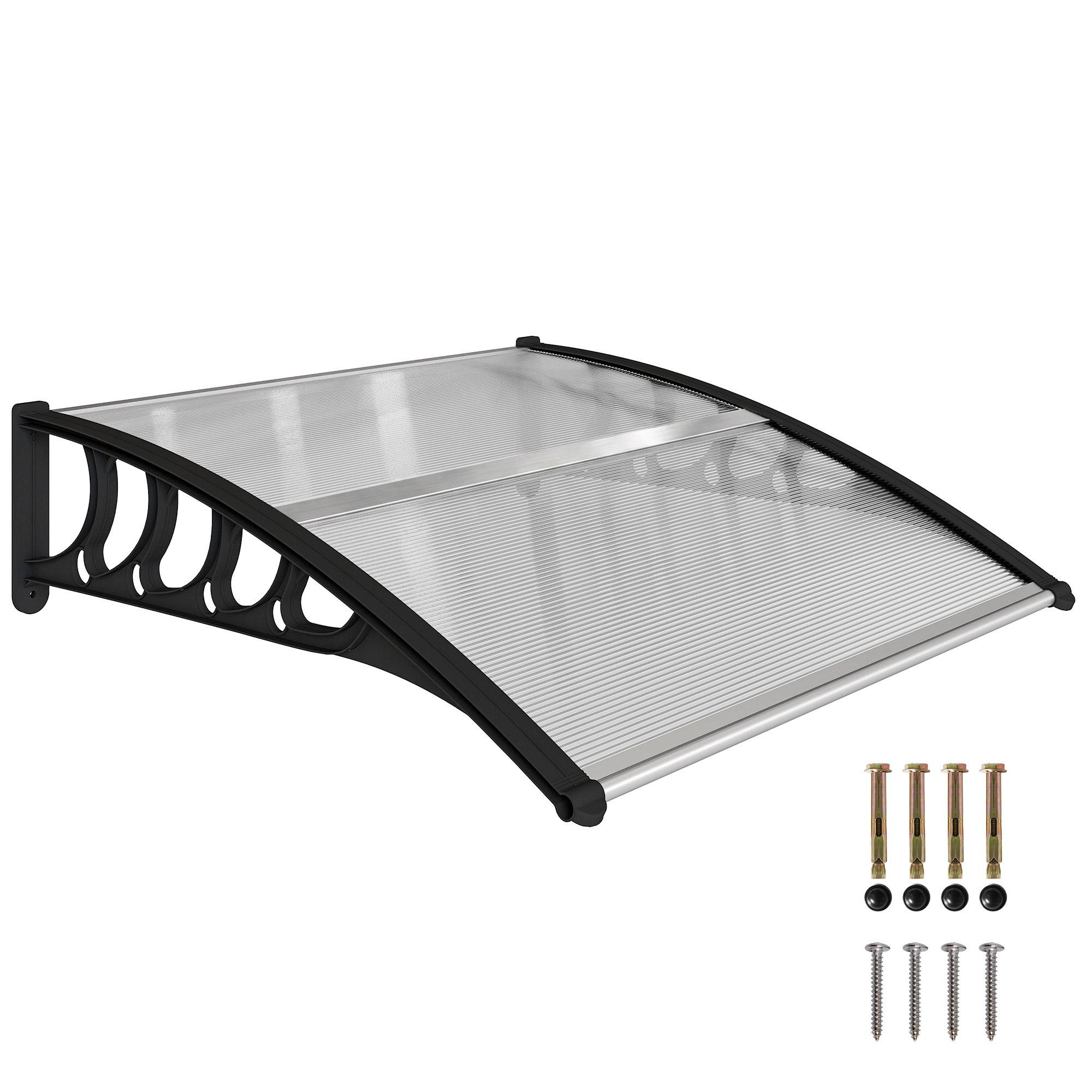 Clear Polycarbonate Door Awning for Front Entry, 40.6 x 38 in