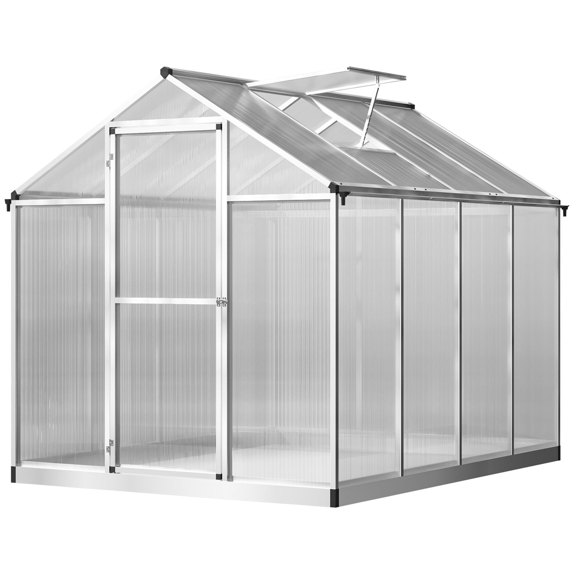 Clear Polycarbonate Walk-In Greenhouse, 6' x 8' | 4mm UV-Resistant Panels