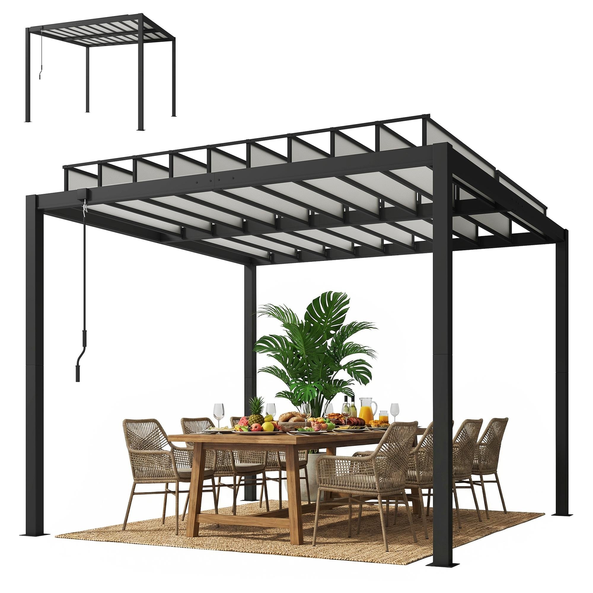9.7 x 9.4 Clear Pergola with Adjustable PC Roof