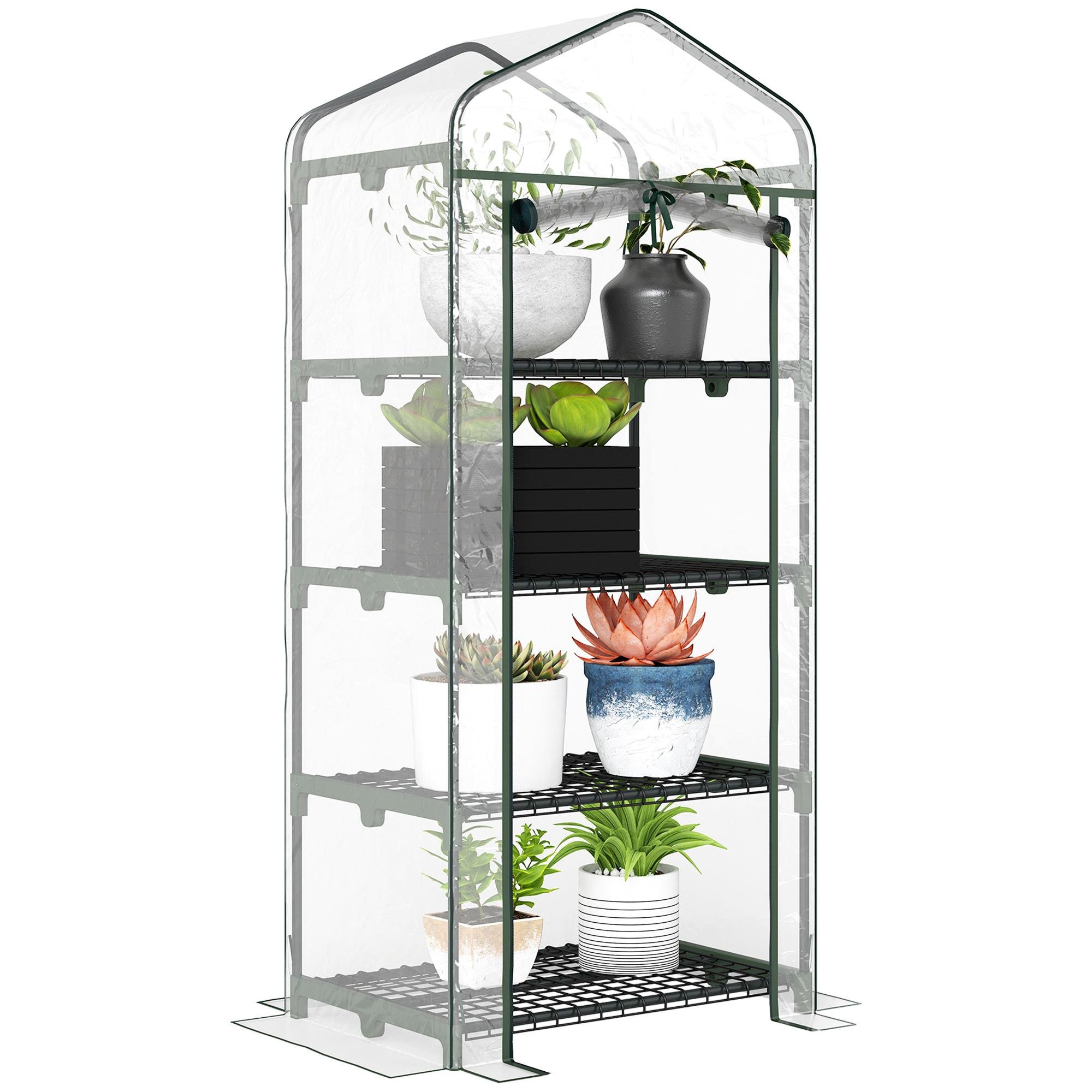 Clear Four-Tier Portable Greenhouse with PVC Cover