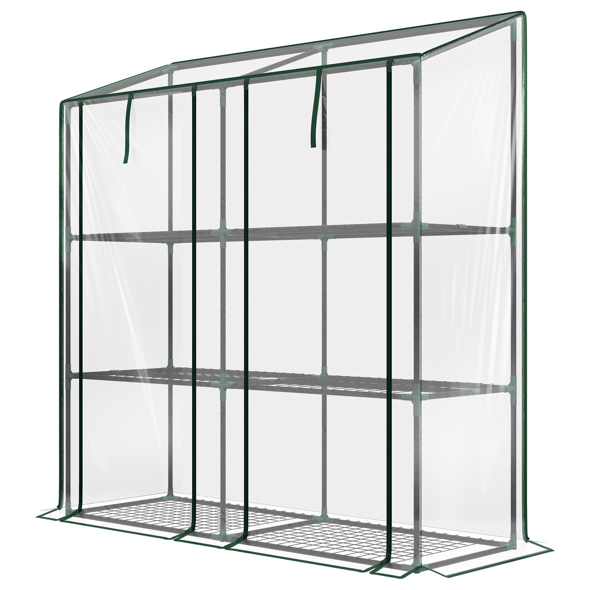 Clear Three-Tier Portable Greenhouse with Six Wire Shelves