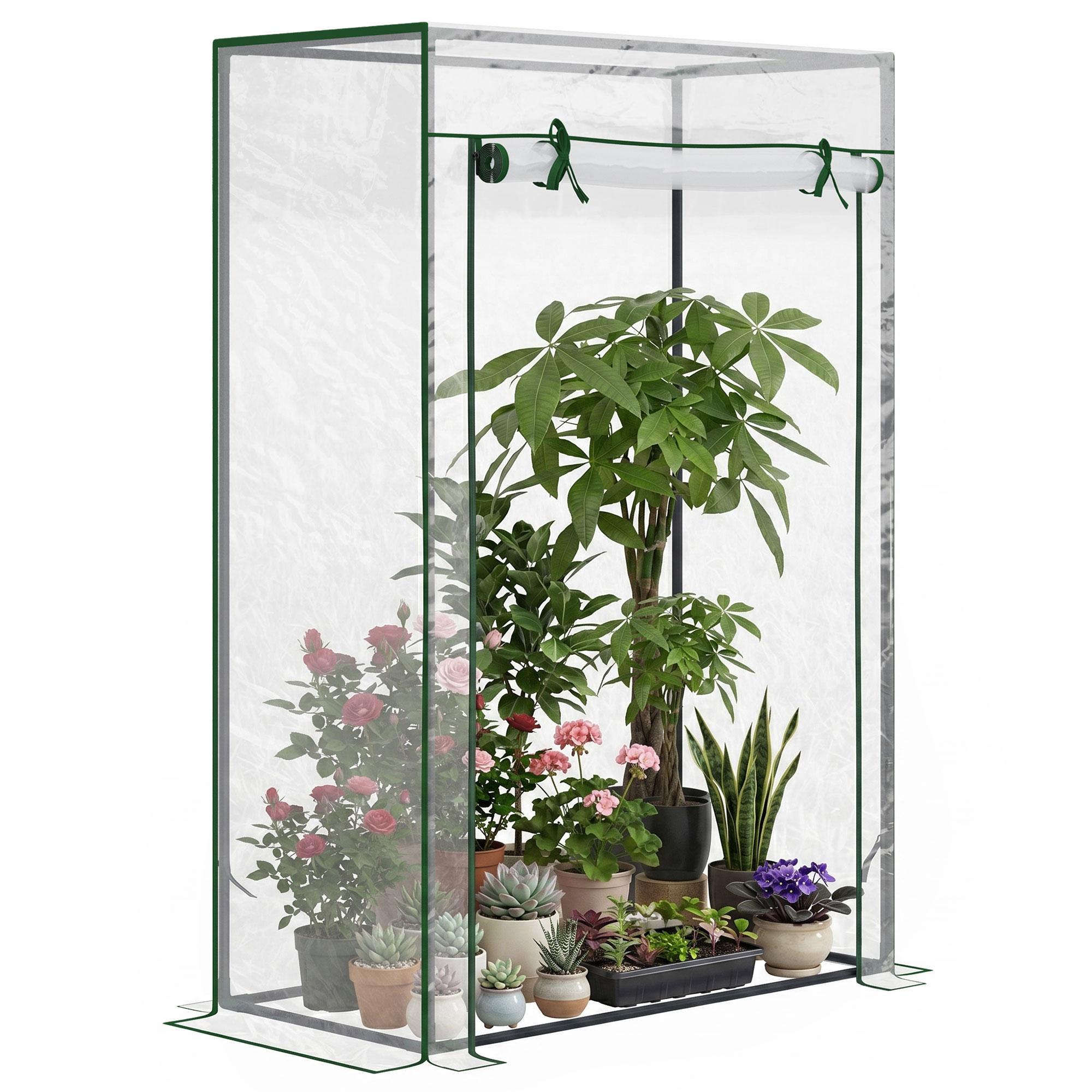 Clear 59-Inch Steel Greenhouse with Roll-Up Door