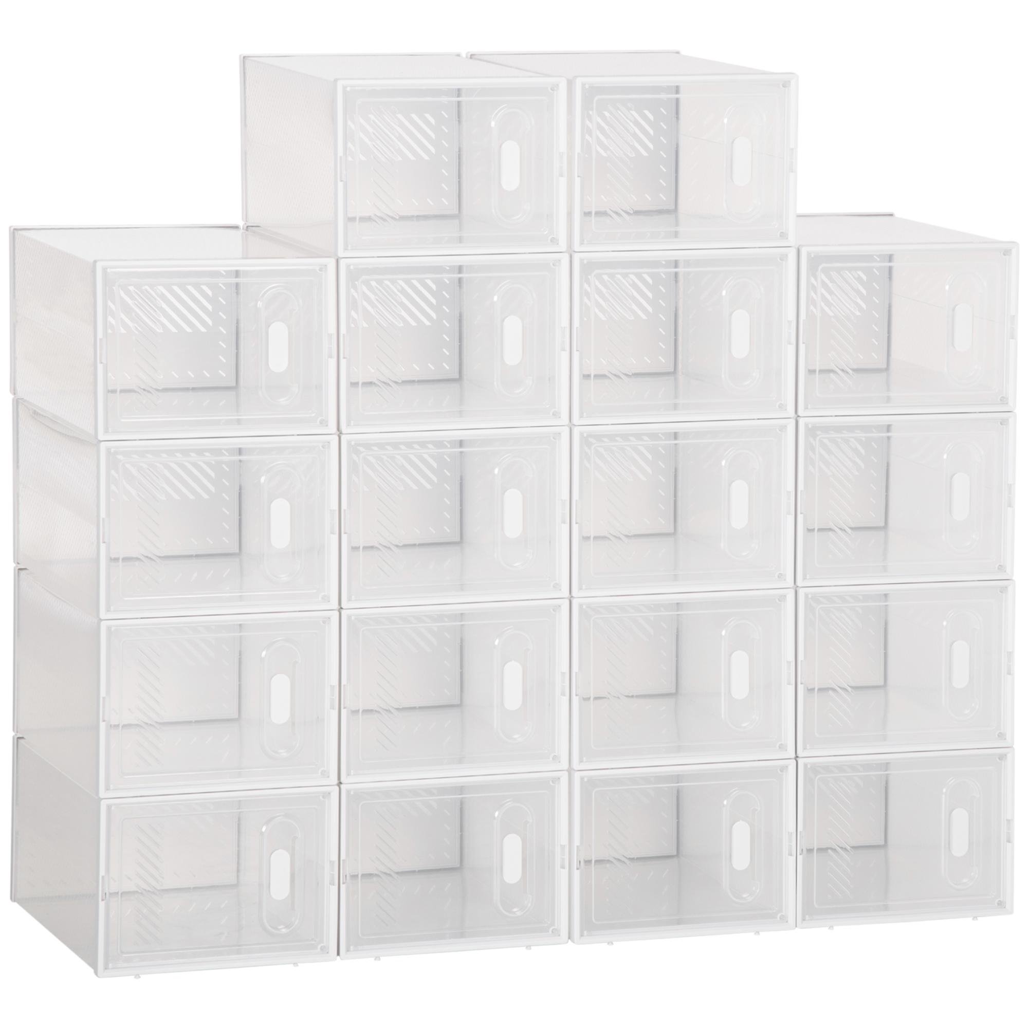 Clear 18 Pack Shoe Boxes with Stackable Modular Design